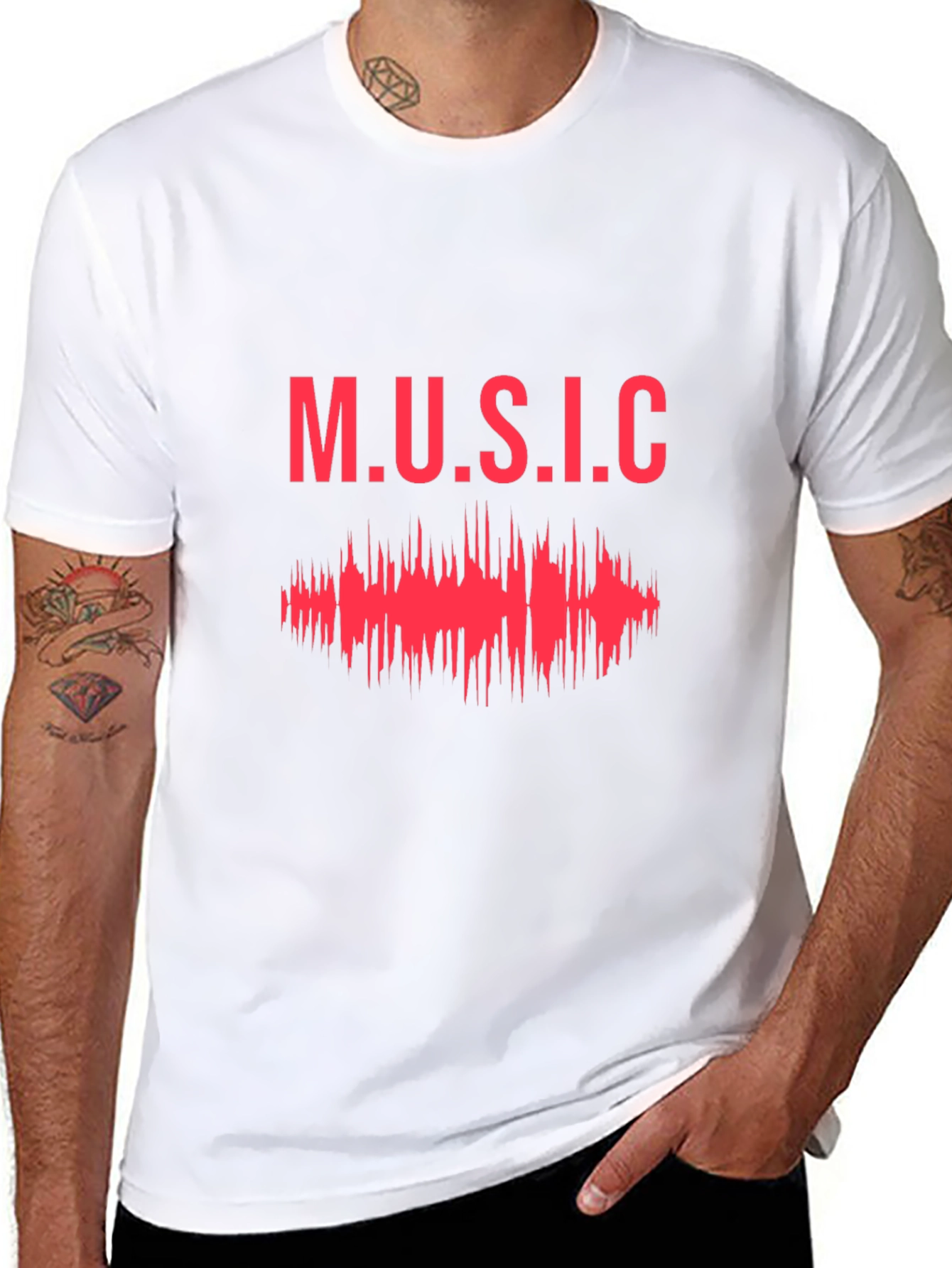 Music Graphic Print Tee - Stylish Black T-Shirt