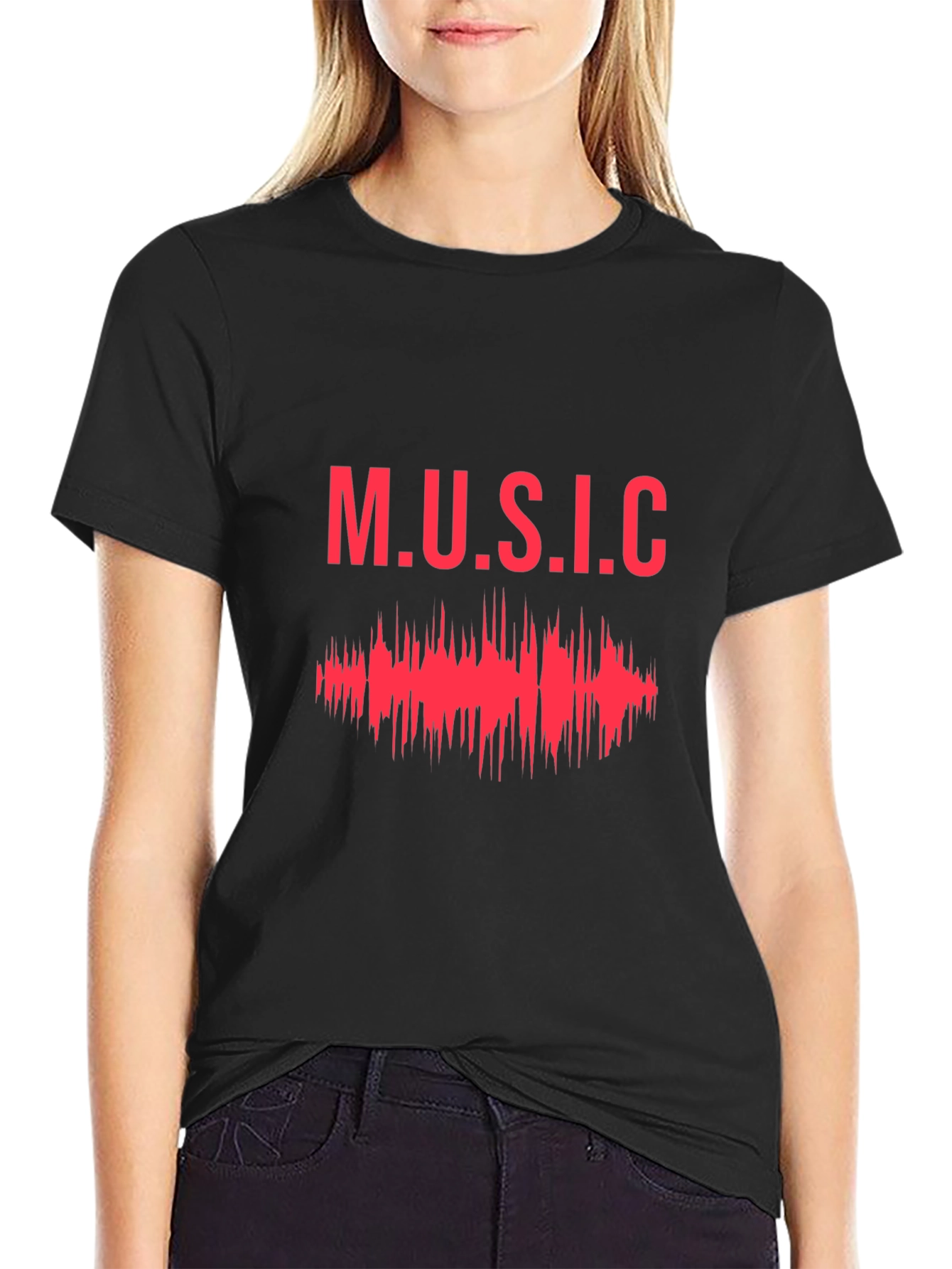 Music Graphic Print Tee - Stylish Black T-Shirt