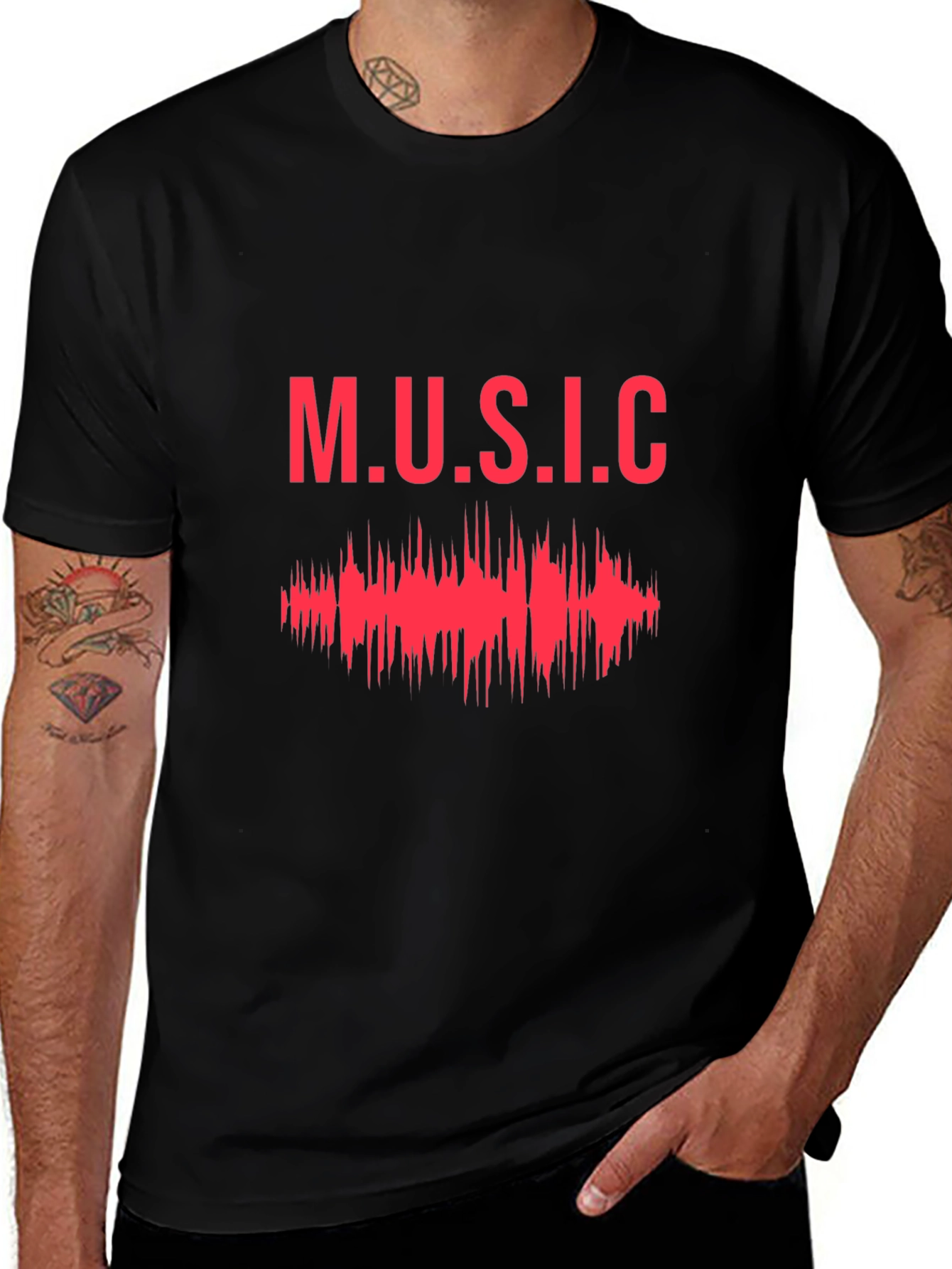 Music Graphic Print Tee - Stylish Black T-Shirt