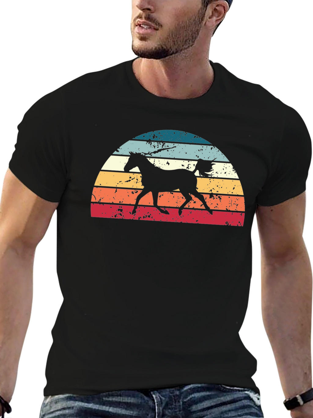 Retro Horse Sunset Graphic Tee