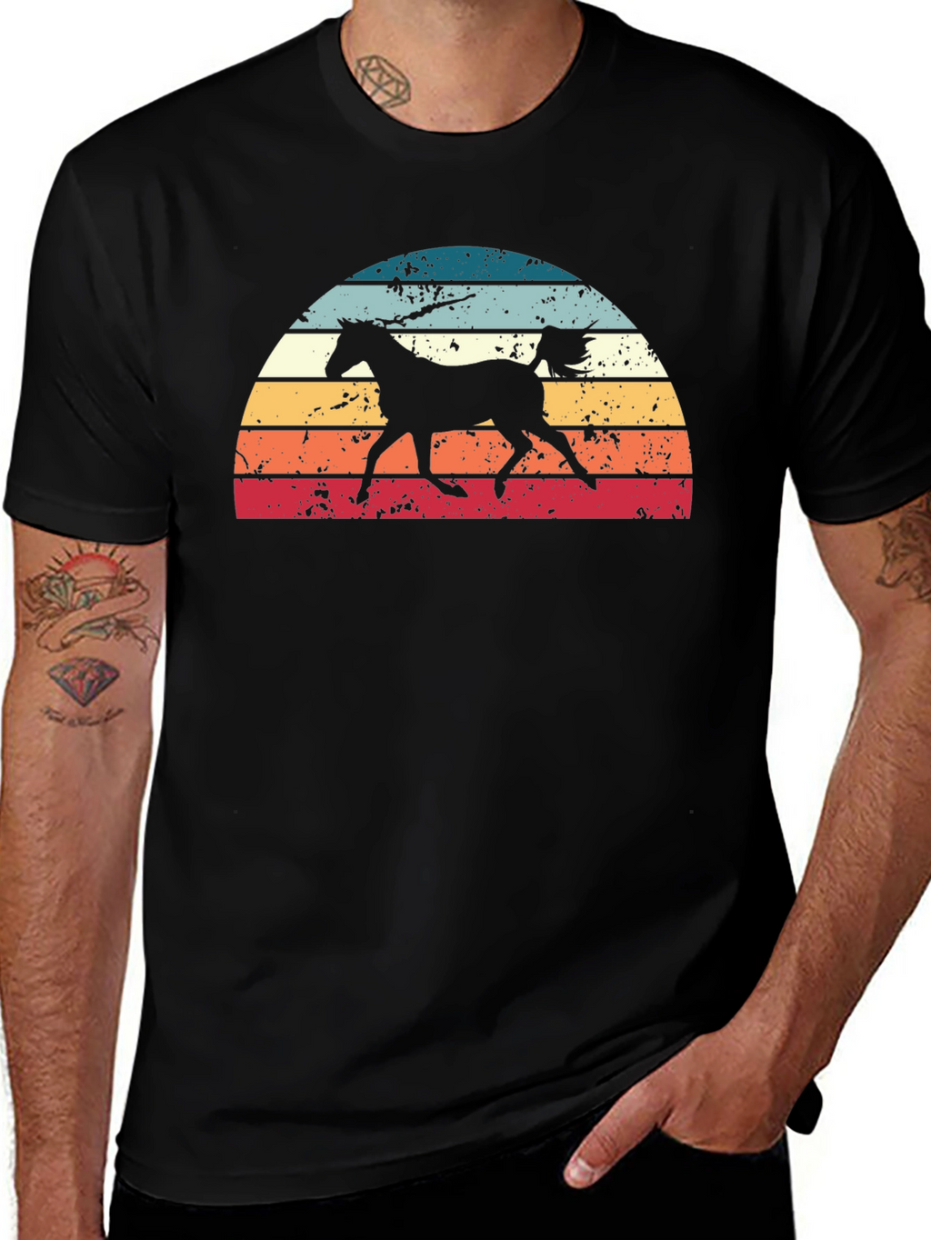 Retro Horse Sunset Graphic Tee