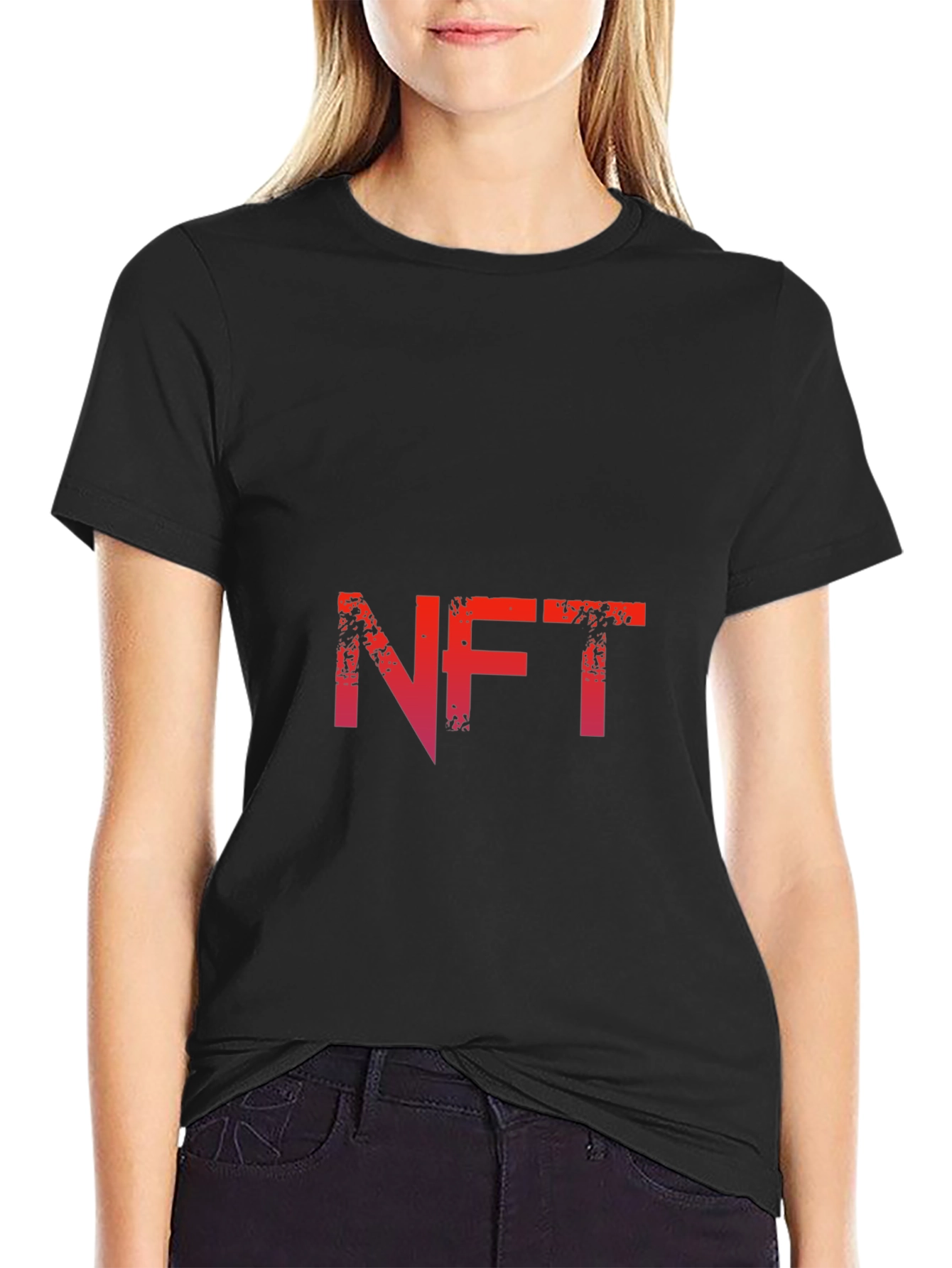 NFT Graphic Tee - Distressed Red Print on Black