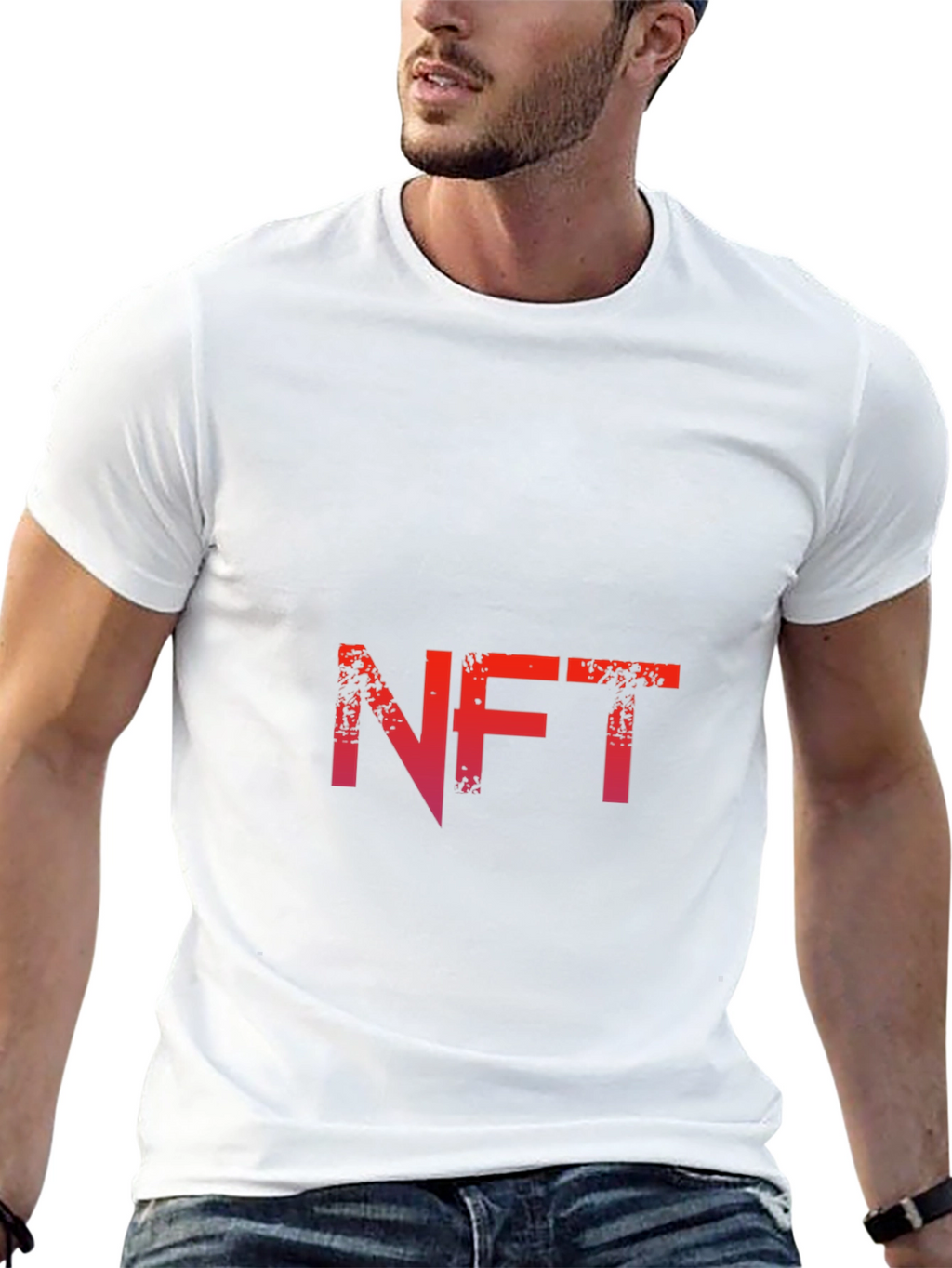 NFT Graphic Tee - Distressed Red Print on Black