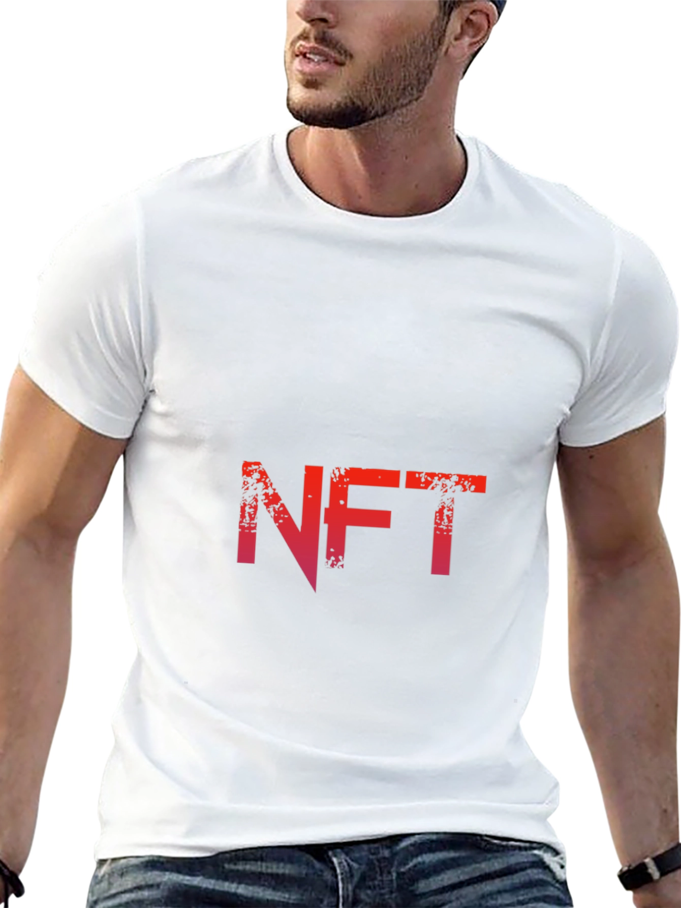NFT Graphic Tee - Distressed Red Print on Black