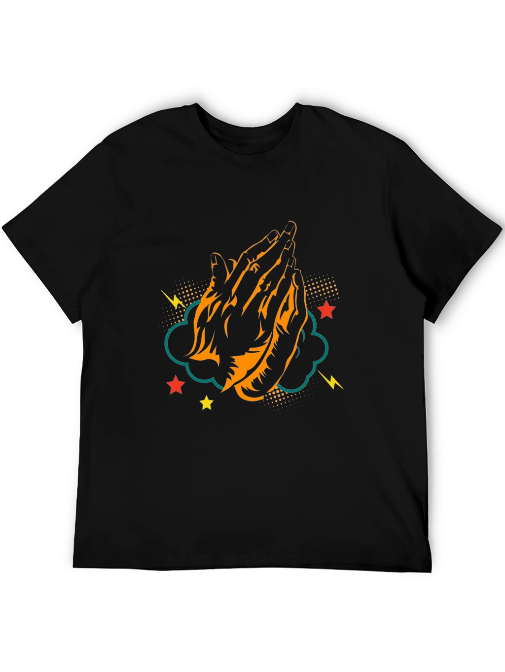 Praying Hands Graphic Tee - Black Cotton T-Shirt