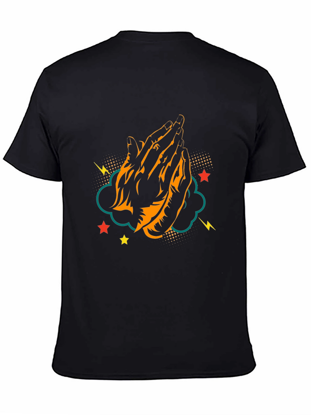 Praying Hands Graphic Tee - Black Cotton T-Shirt