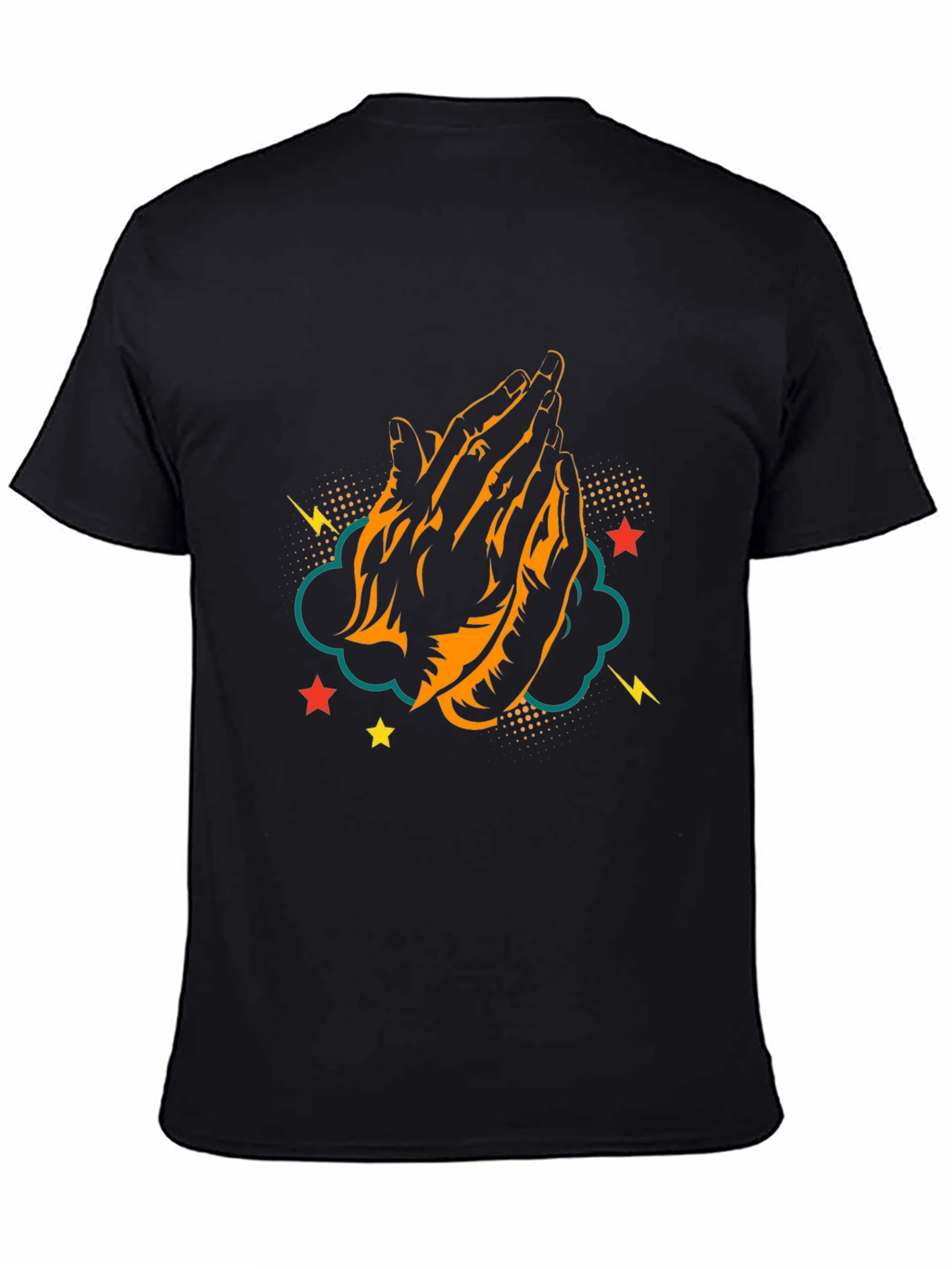Praying Hands Graphic Tee - Black Cotton T-Shirt