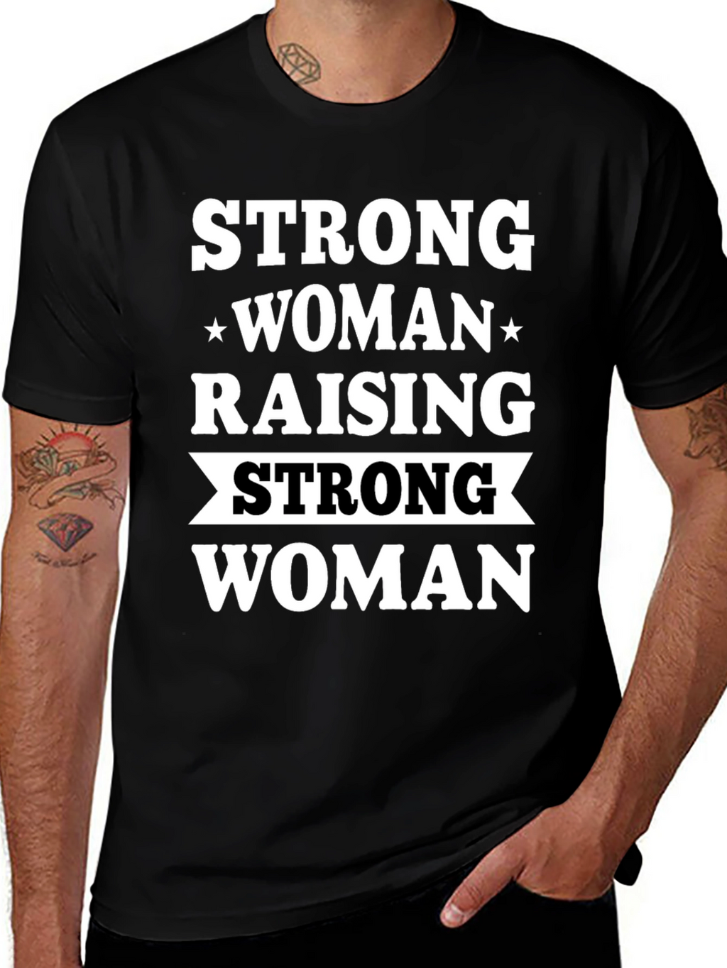 Strong Woman Raising Strong Woman Black T-Shirt