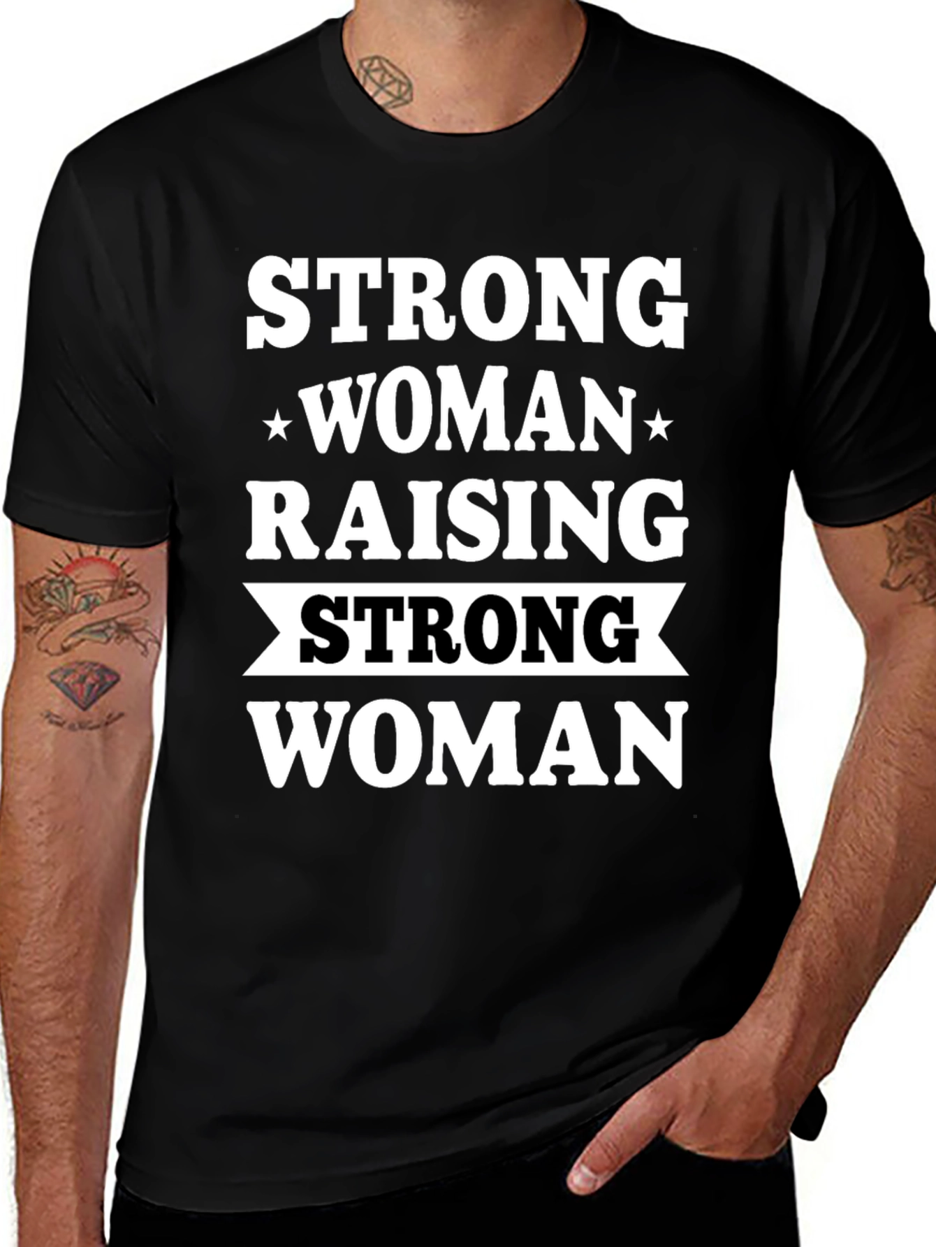 Strong Woman Raising Strong Woman Black T-Shirt