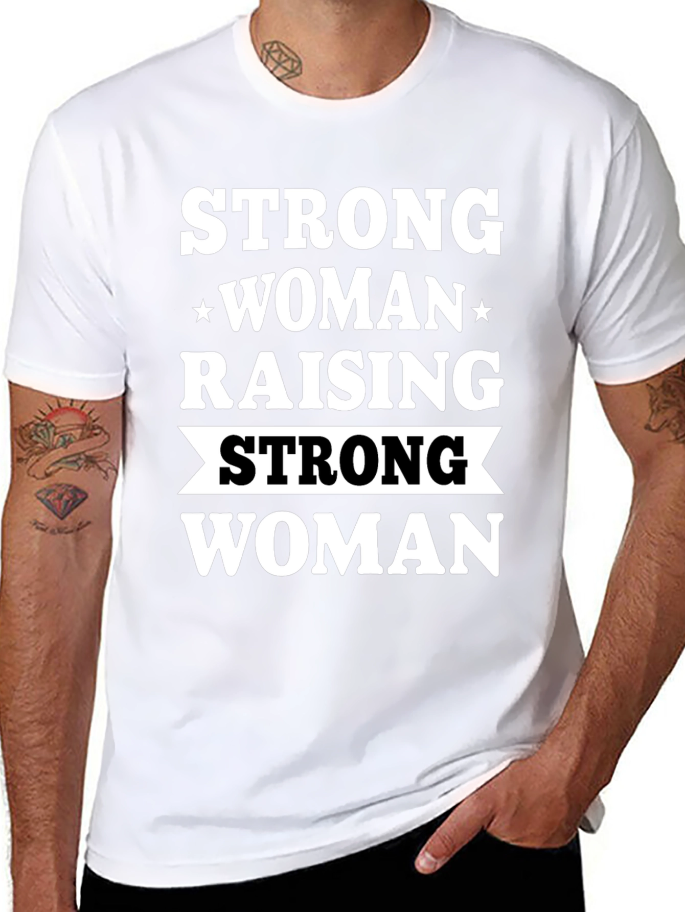 Strong Woman Raising Strong Woman Black T-Shirt