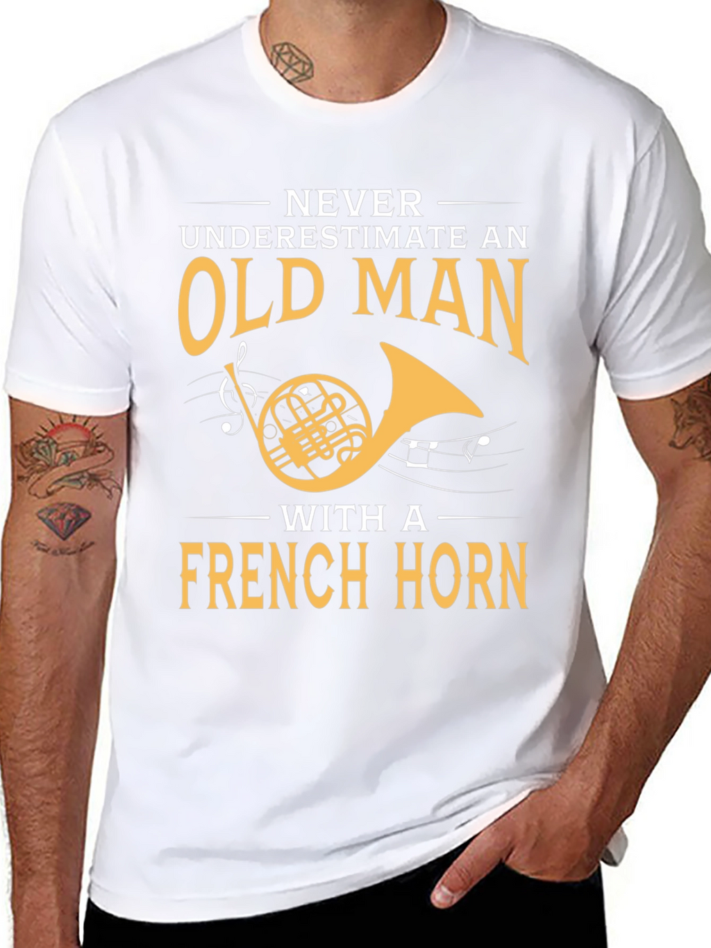 French Horn Player T-Shirt - Old Man Musician