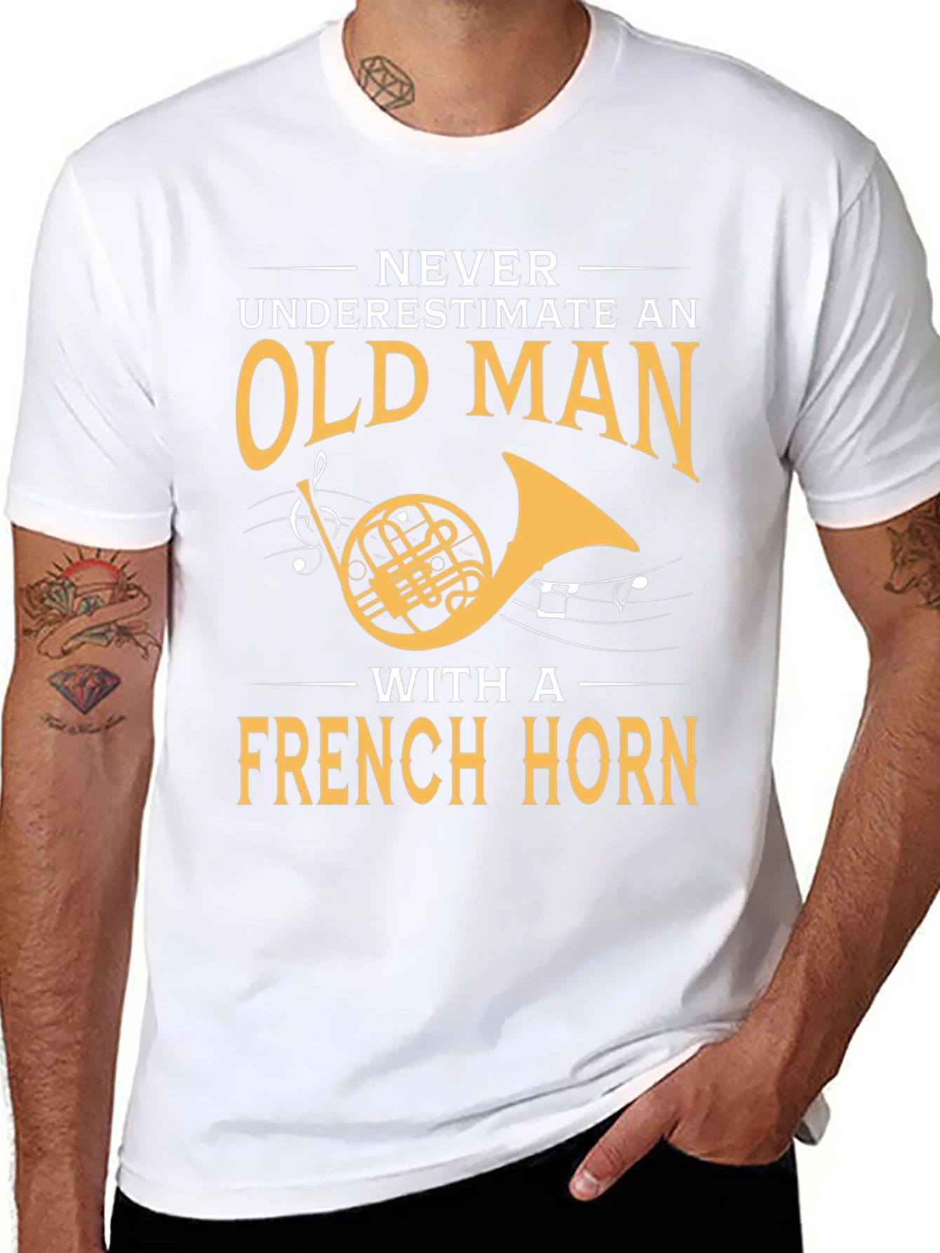 French Horn Player T-Shirt - Old Man Musician