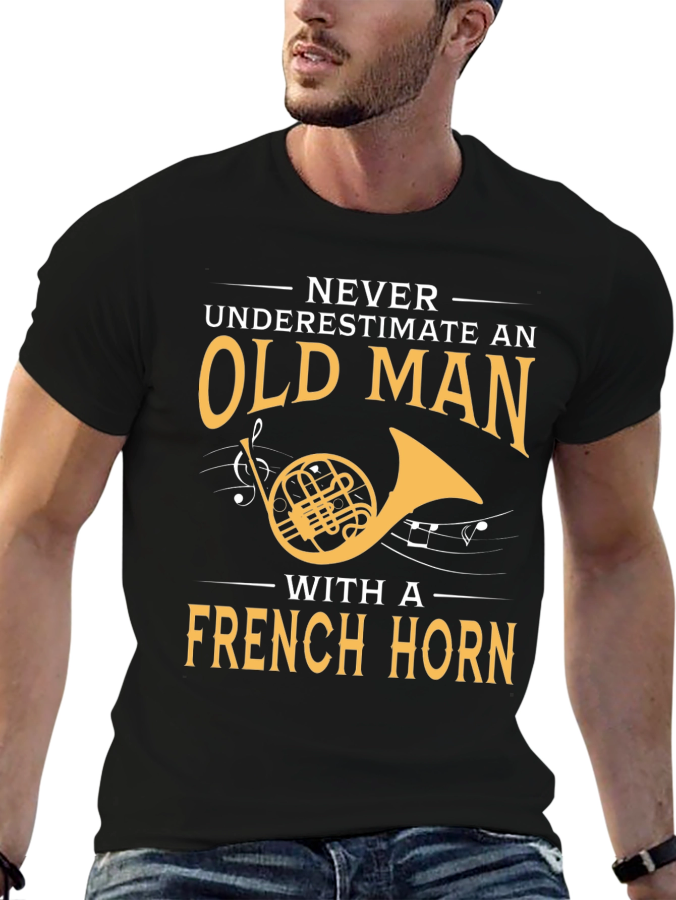 French Horn Player T-Shirt - Old Man Musician