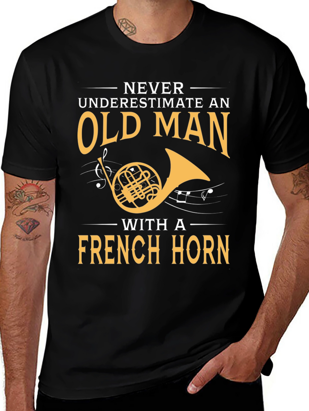 French Horn Player T-Shirt - Old Man Musician