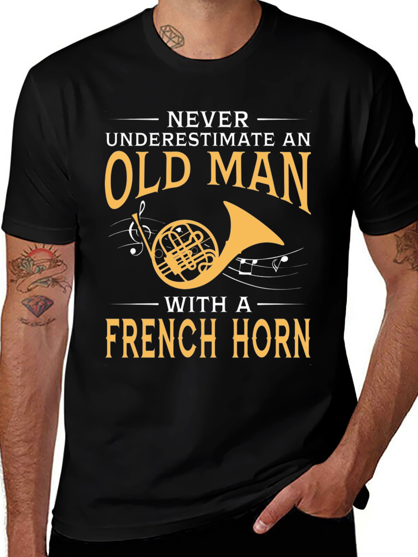 French Horn Player T-Shirt - Old Man Musician