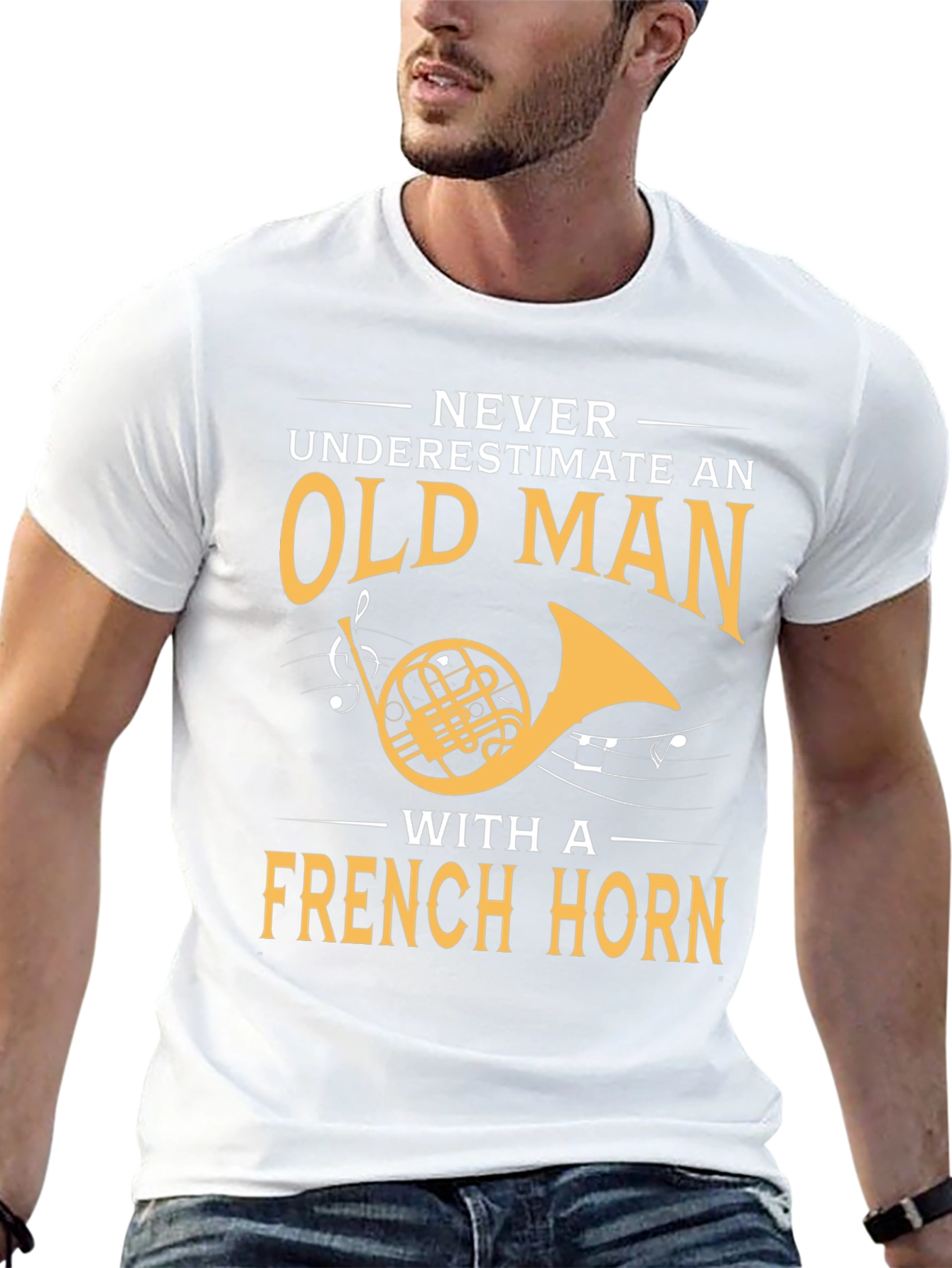 French Horn Player T-Shirt - Old Man Musician