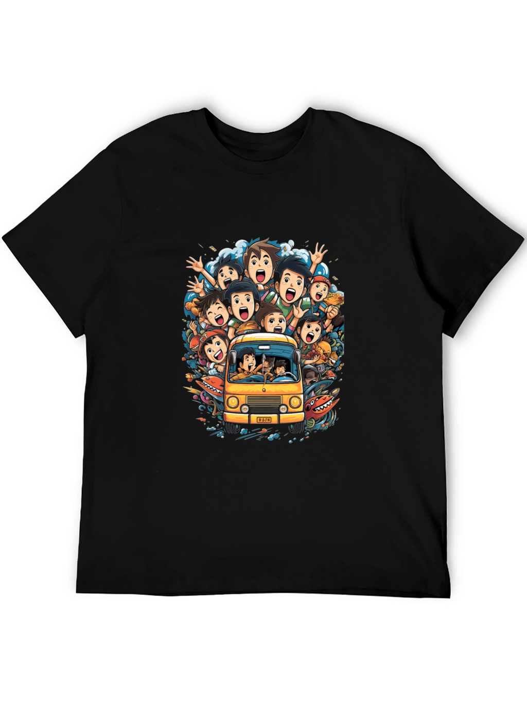 Cartoon Group Fun Ride Black T-Shirt