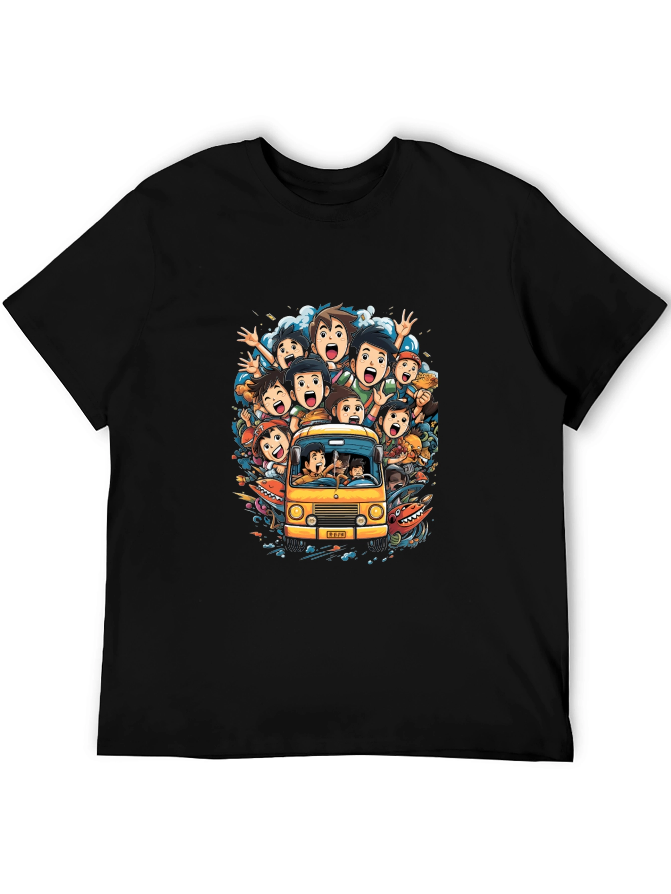 Cartoon Group Fun Ride Black T-Shirt