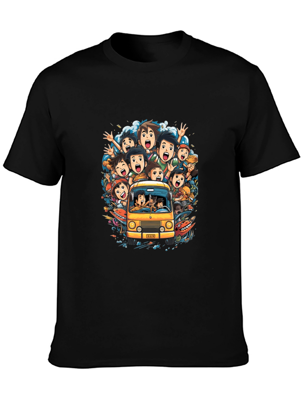 Cartoon Group Fun Ride Black T-Shirt
