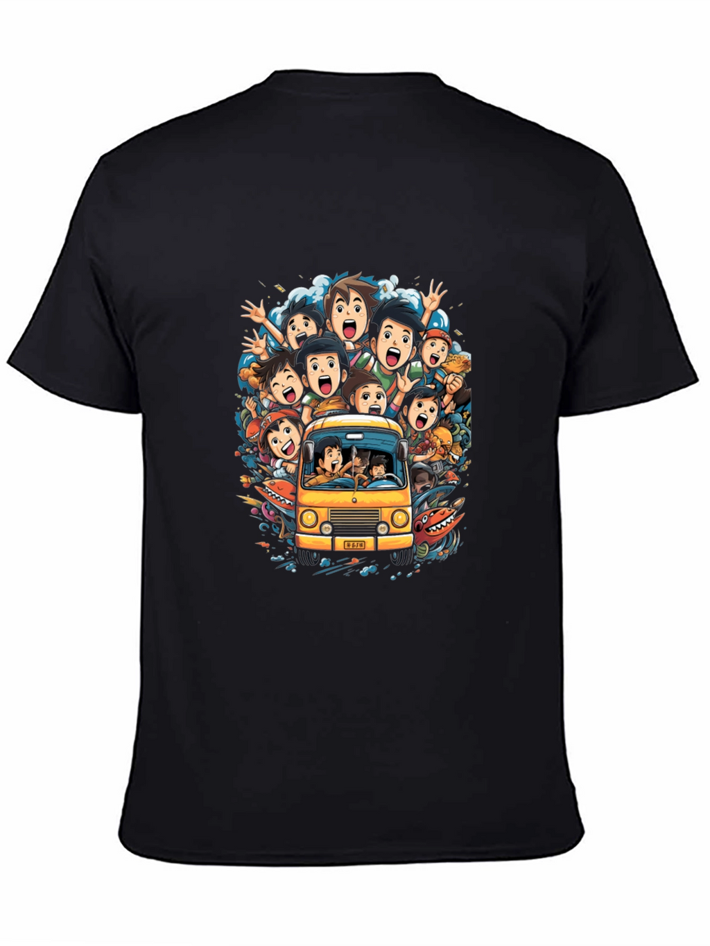 Cartoon Group Fun Ride Black T-Shirt