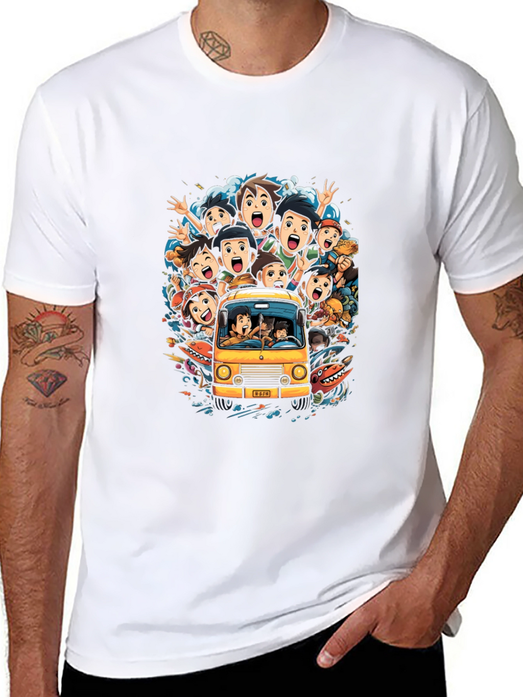 Cartoon Group Fun Ride Black T-Shirt