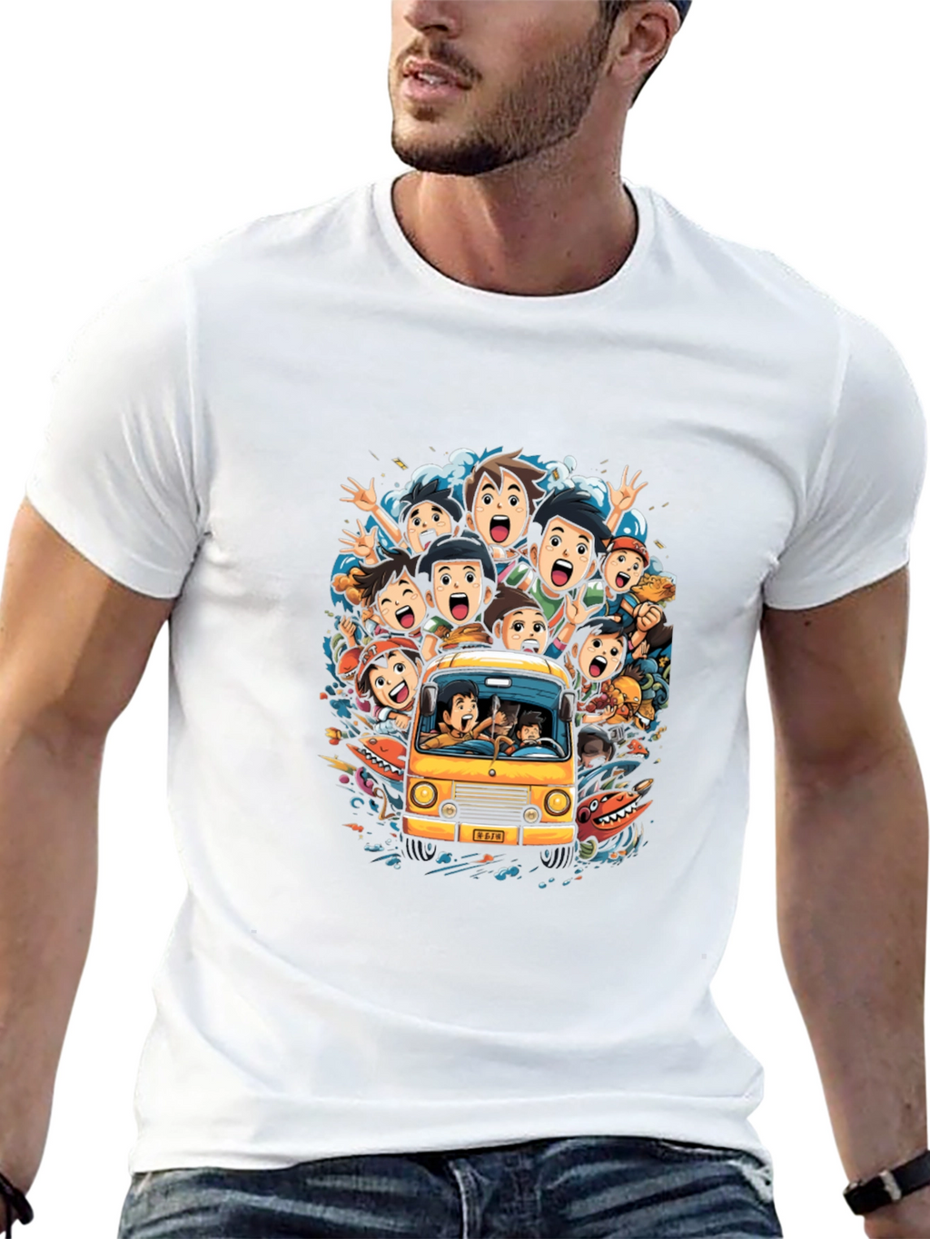 Cartoon Group Fun Ride Black T-Shirt