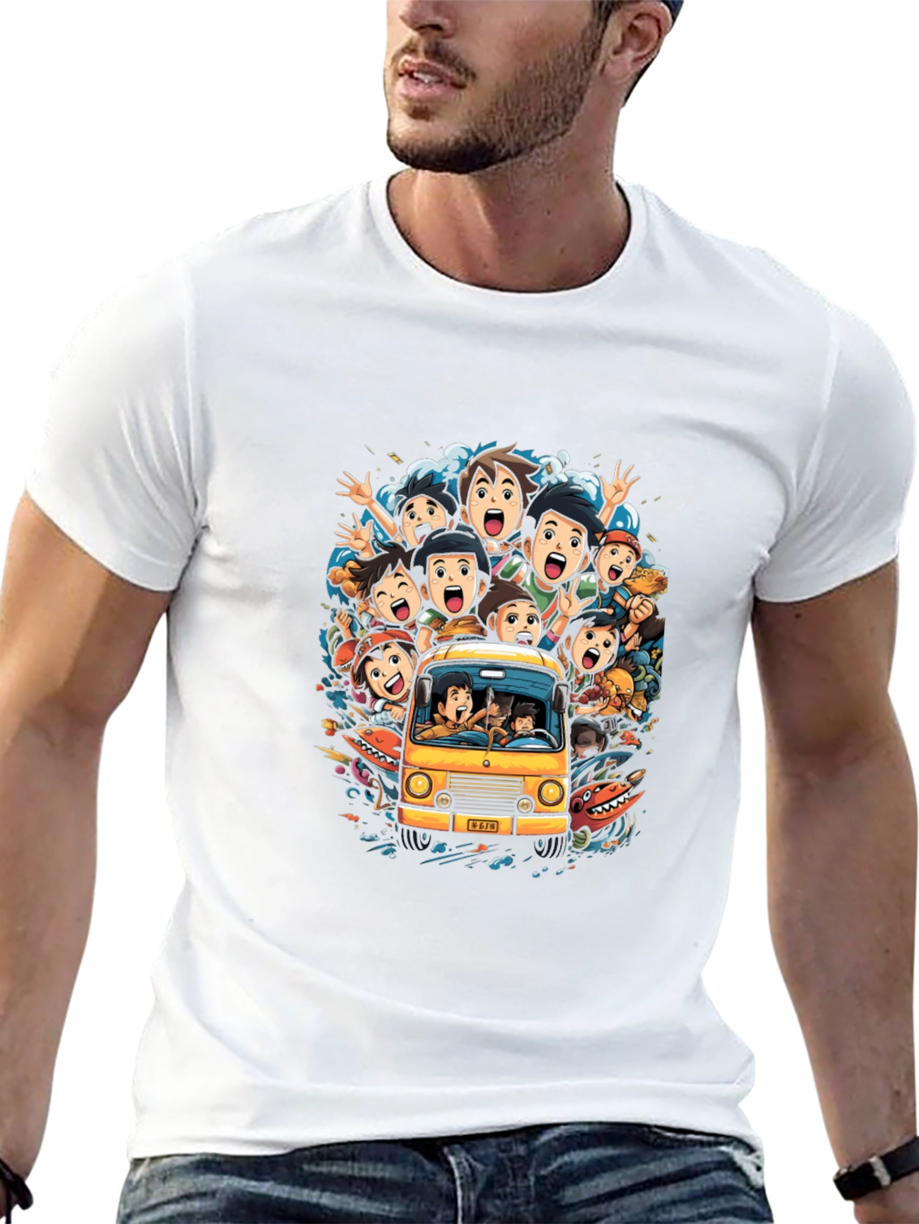 Cartoon Group Fun Ride Black T-Shirt