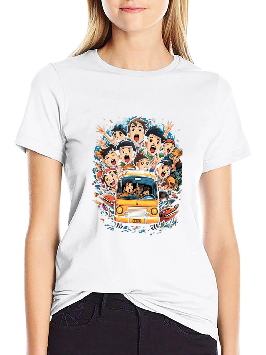 Cartoon Group Fun Ride Black T-Shirt