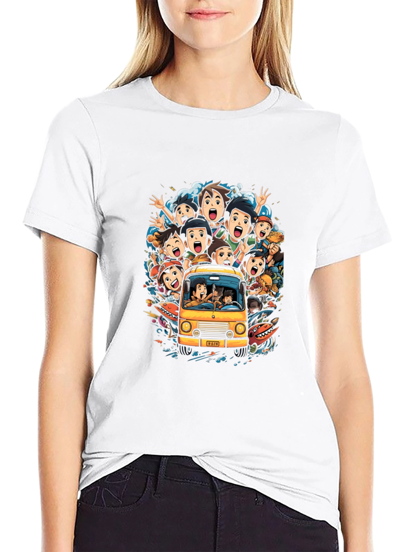 Cartoon Group Fun Ride Black T-Shirt