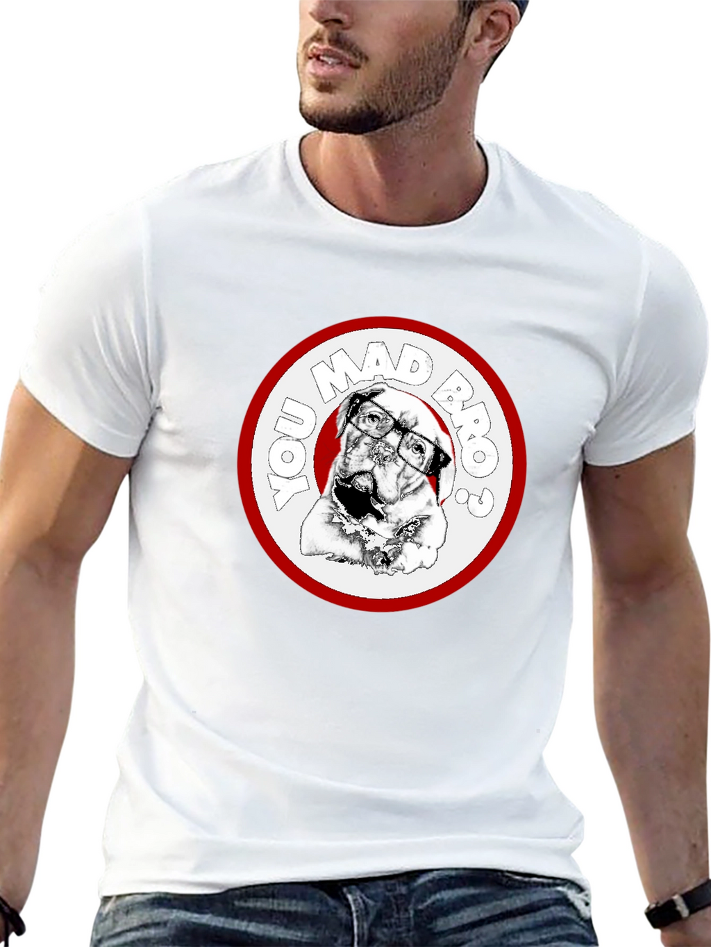 You Mad Bro? Dog Graphic Black T-Shirt