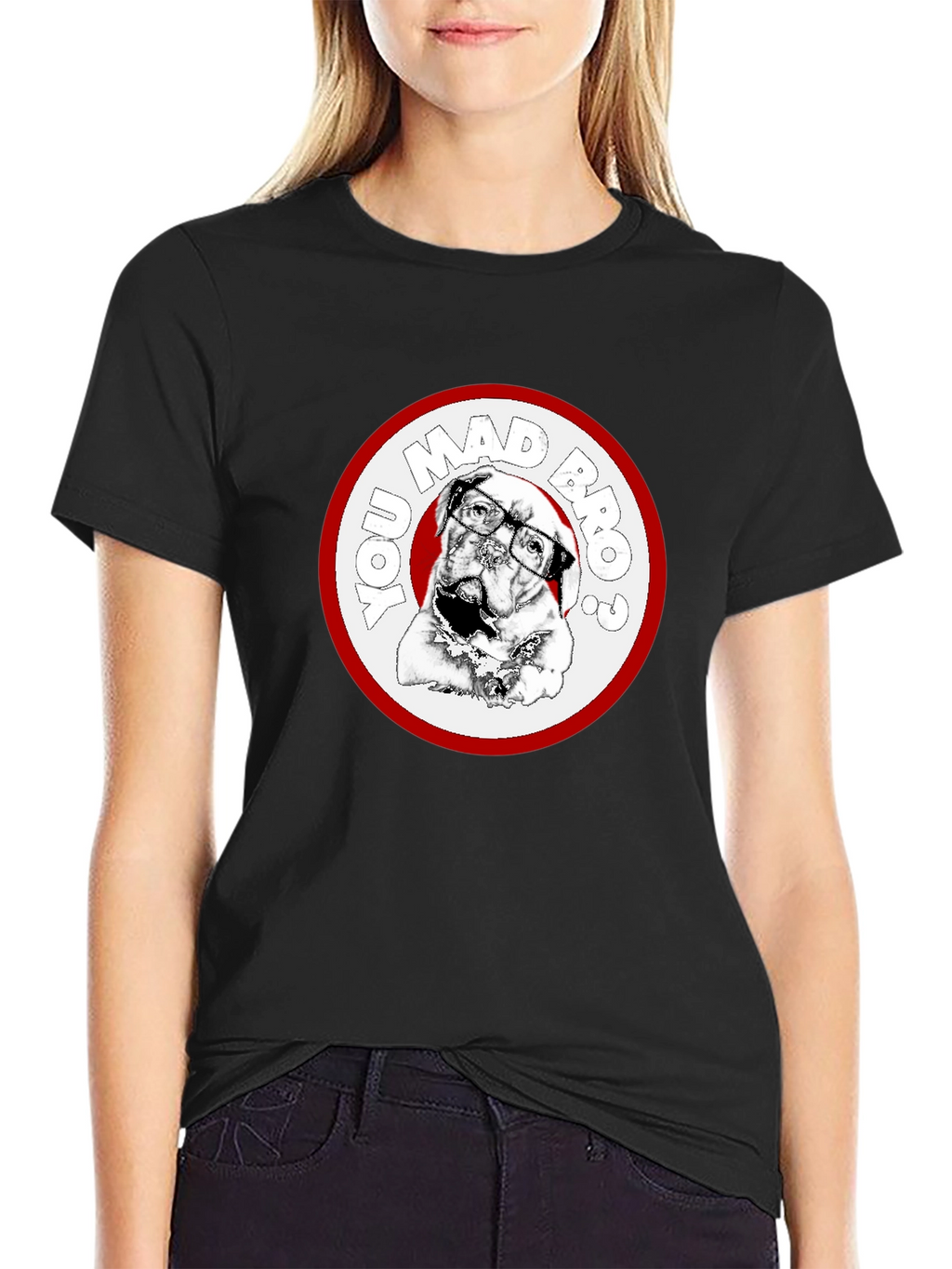 You Mad Bro? Dog Graphic Black T-Shirt
