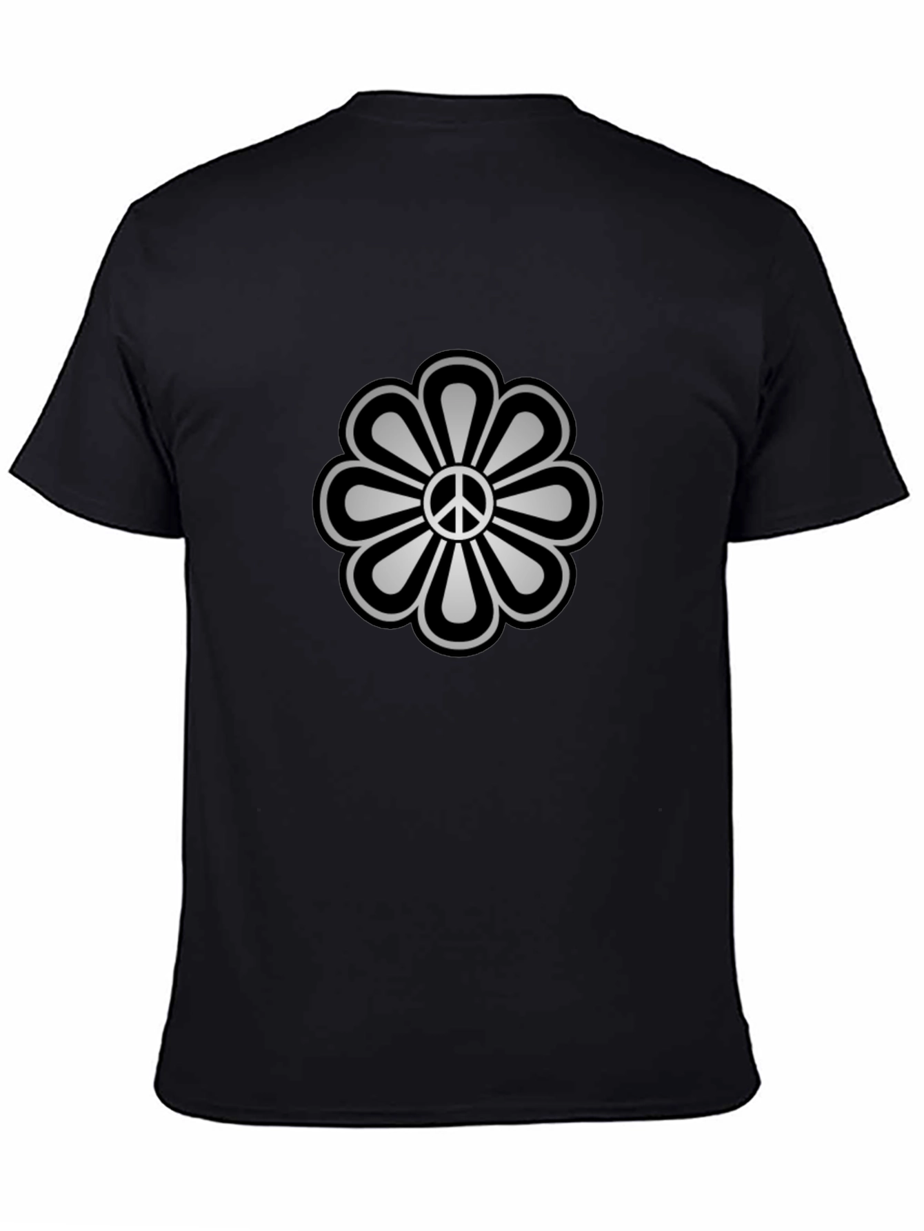 Peace Flower Graphic Tee - Black Cotton Blend
