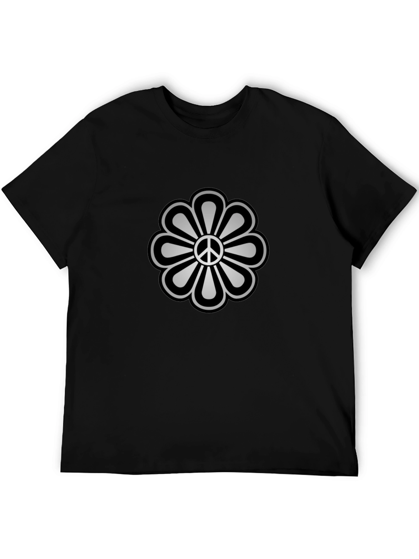 Peace Flower Graphic Tee - Black Cotton Blend