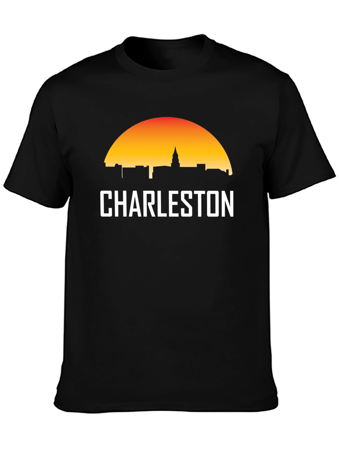 Charleston Skyline Graphic Tee - Black Cotton T-Shirt