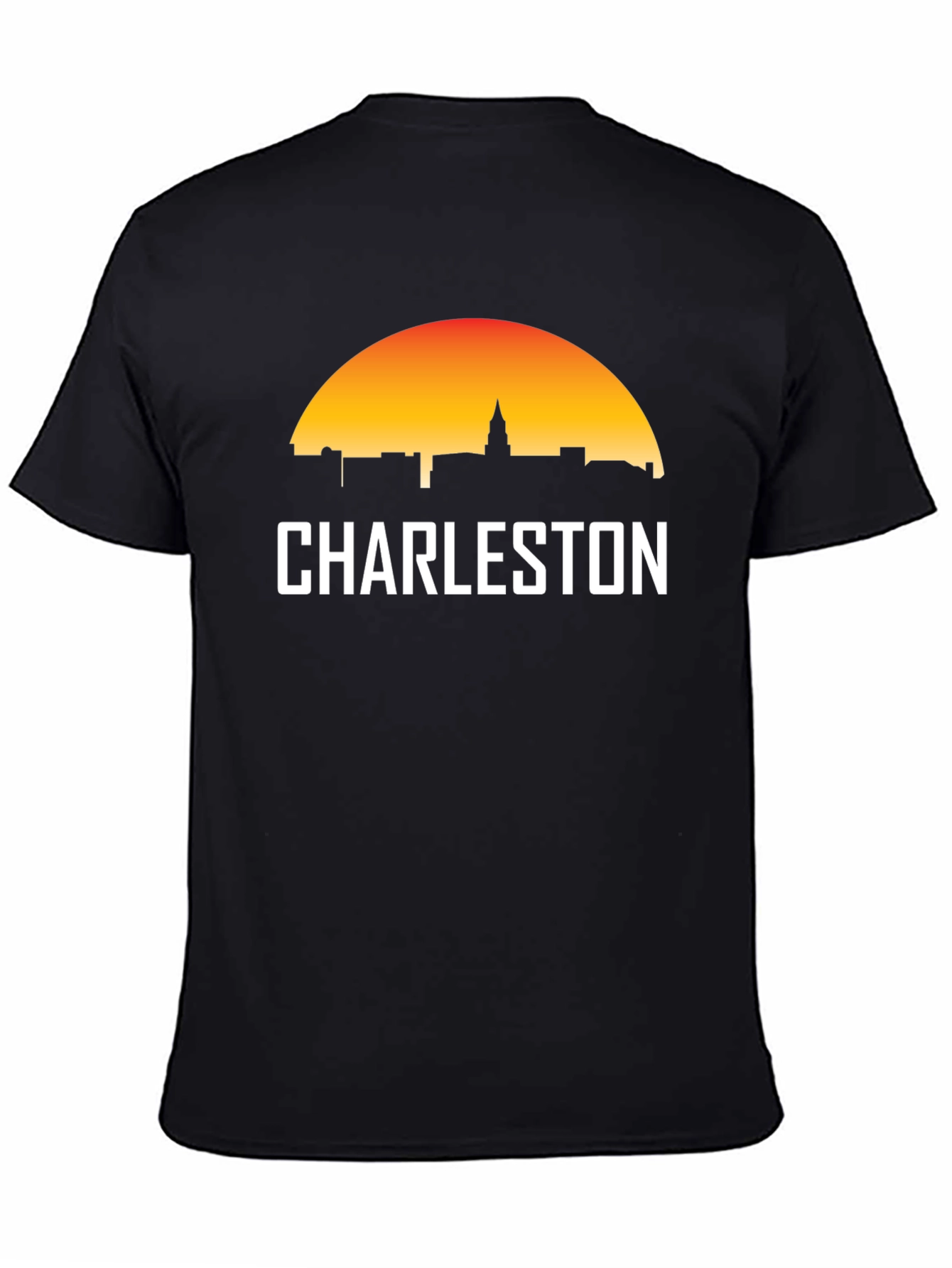Charleston Skyline Graphic Tee - Black Cotton T-Shirt