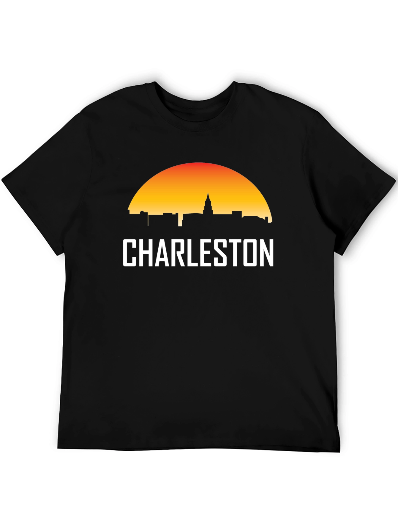 Charleston Skyline Graphic Tee - Black Cotton T-Shirt