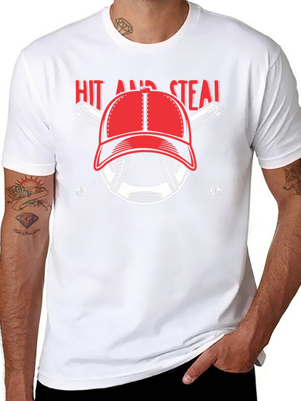 Hit and Steal Baseball Graphic T-Shirt