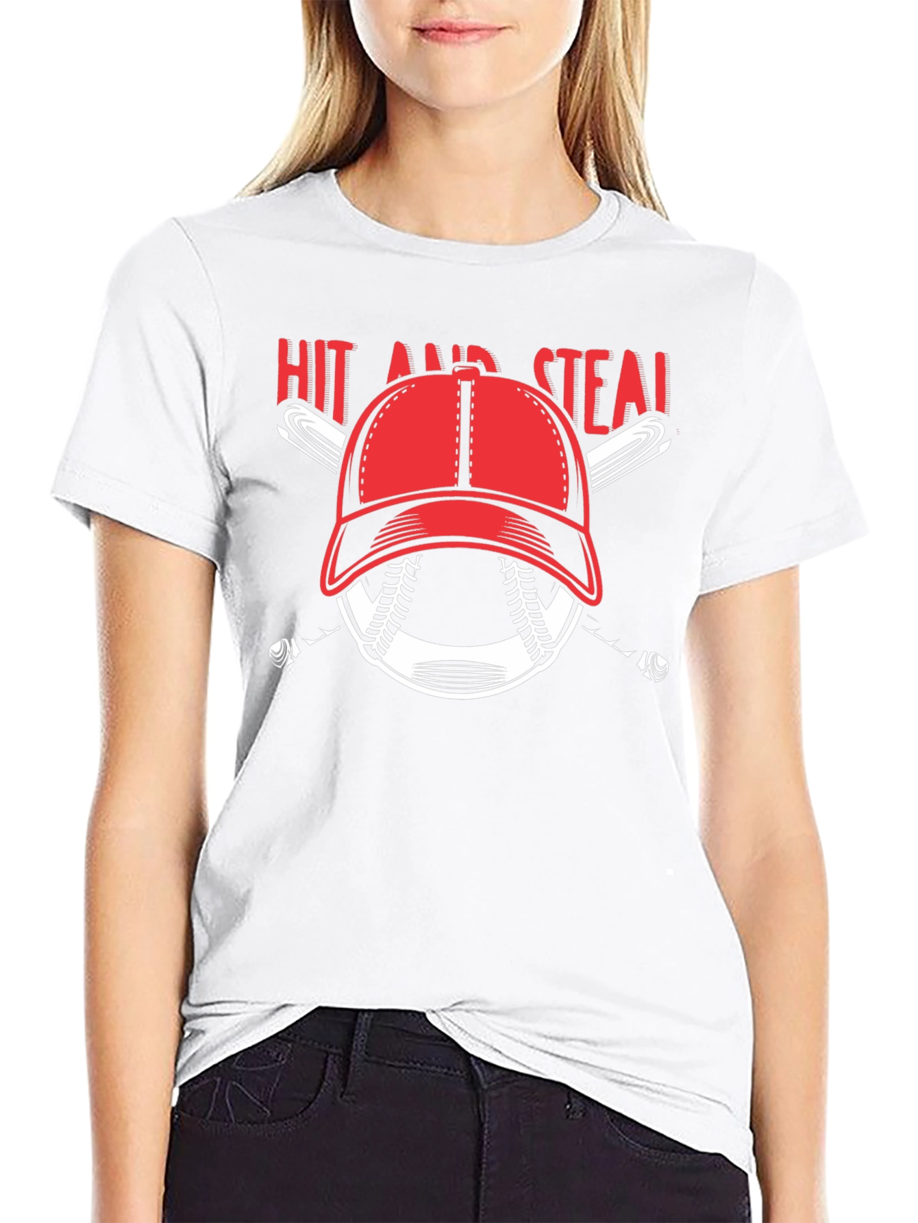 Hit and Steal Baseball Graphic T-Shirt