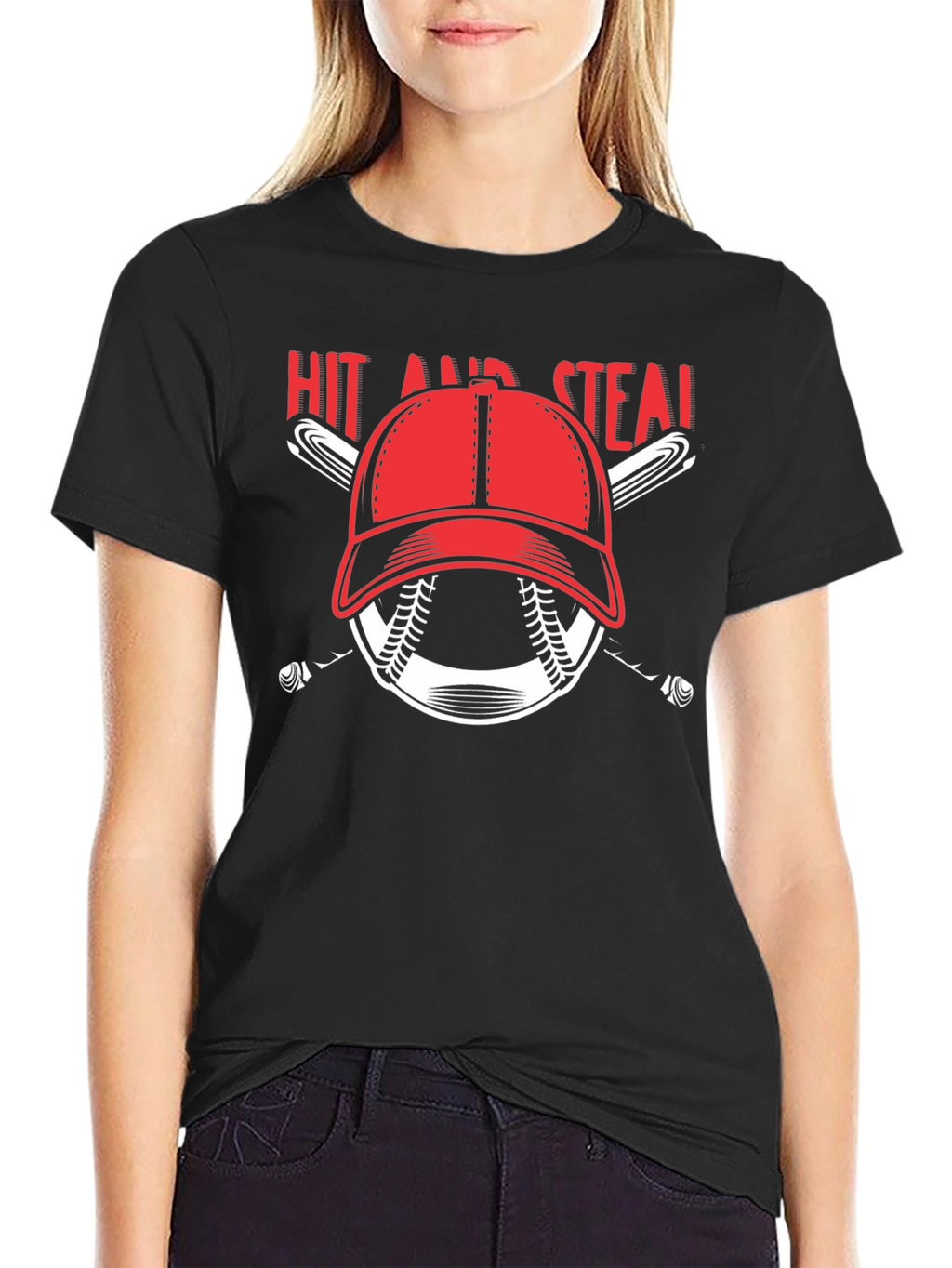 Hit and Steal Baseball Graphic T-Shirt