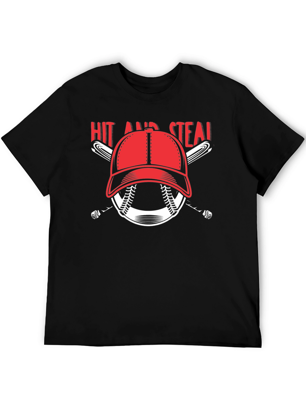 Hit and Steal Baseball Graphic T-Shirt
