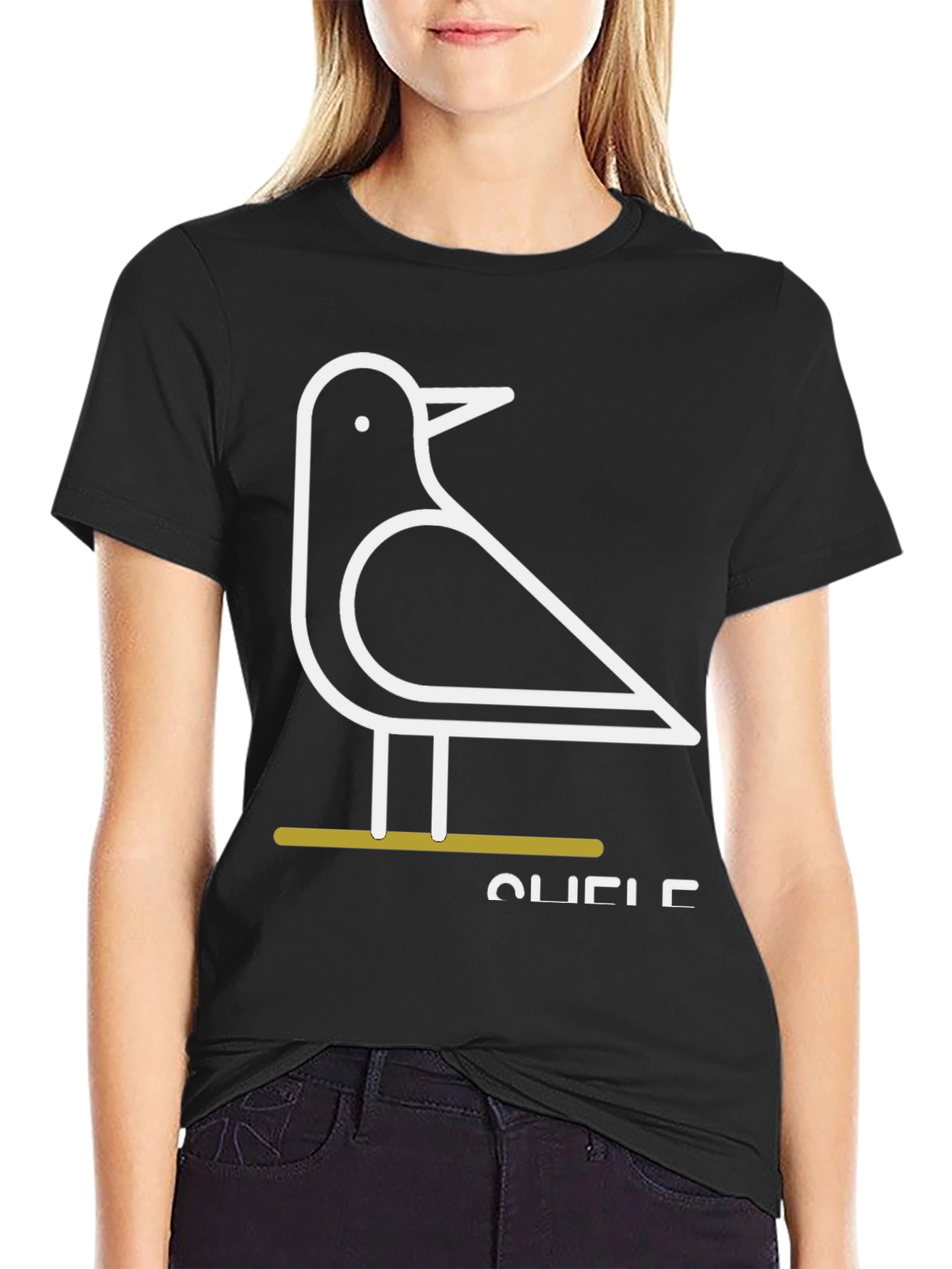 Minimalist Bird Graphic Tee - Black Unisex T-Shirt