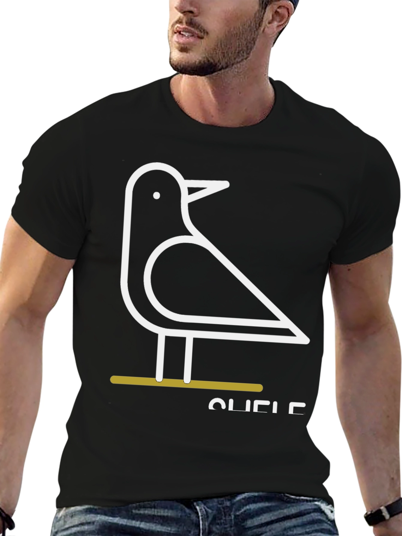 Minimalist Bird Graphic Tee - Black Unisex T-Shirt