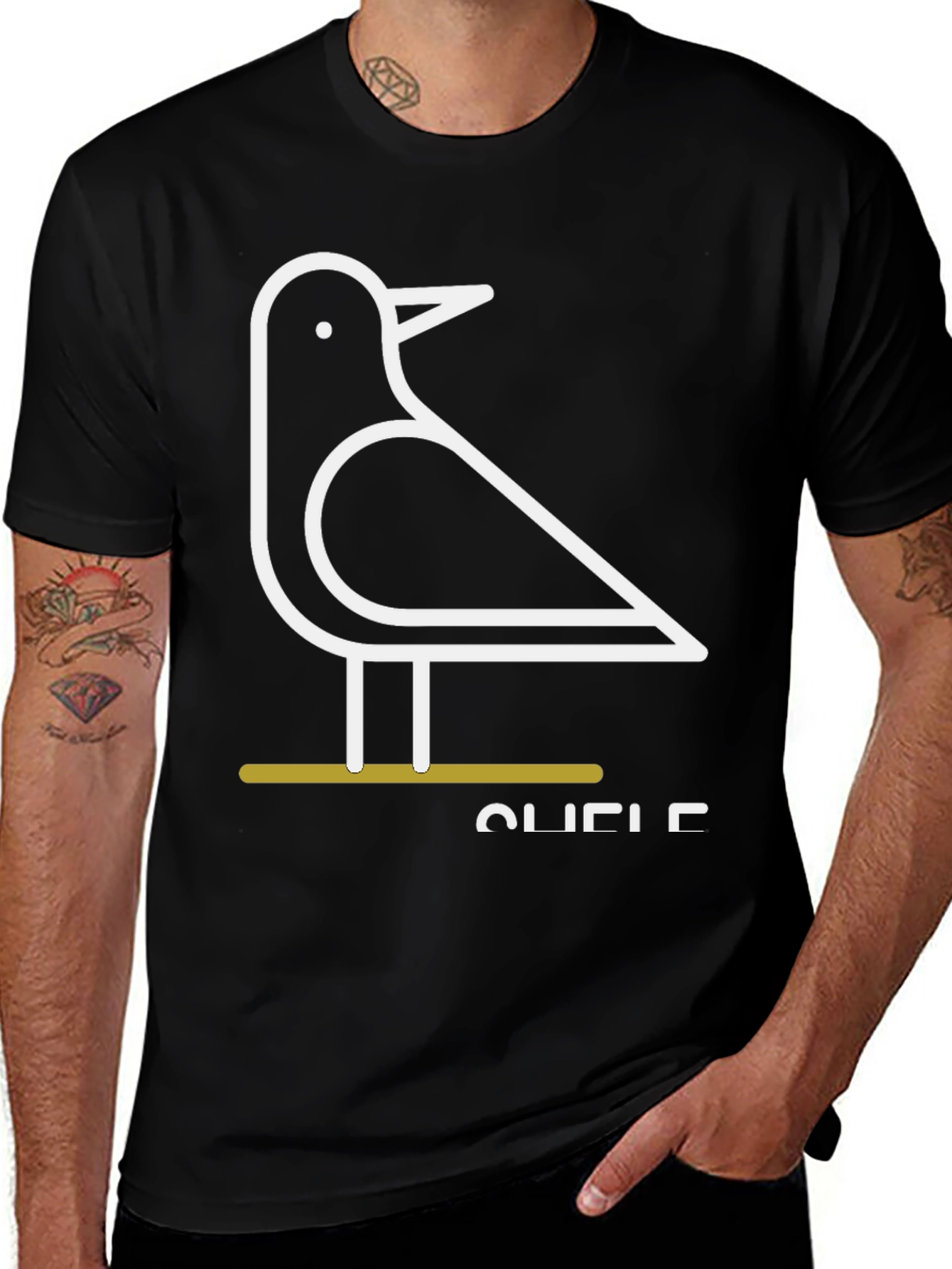 Minimalist Bird Graphic Tee - Black Unisex T-Shirt