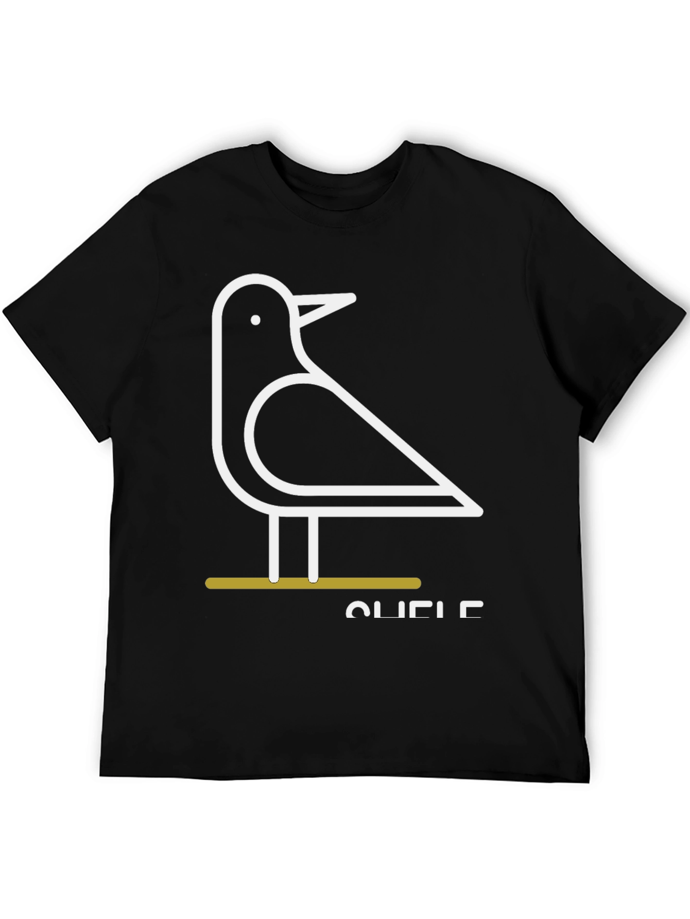 Minimalist Bird Graphic Tee - Black Unisex T-Shirt