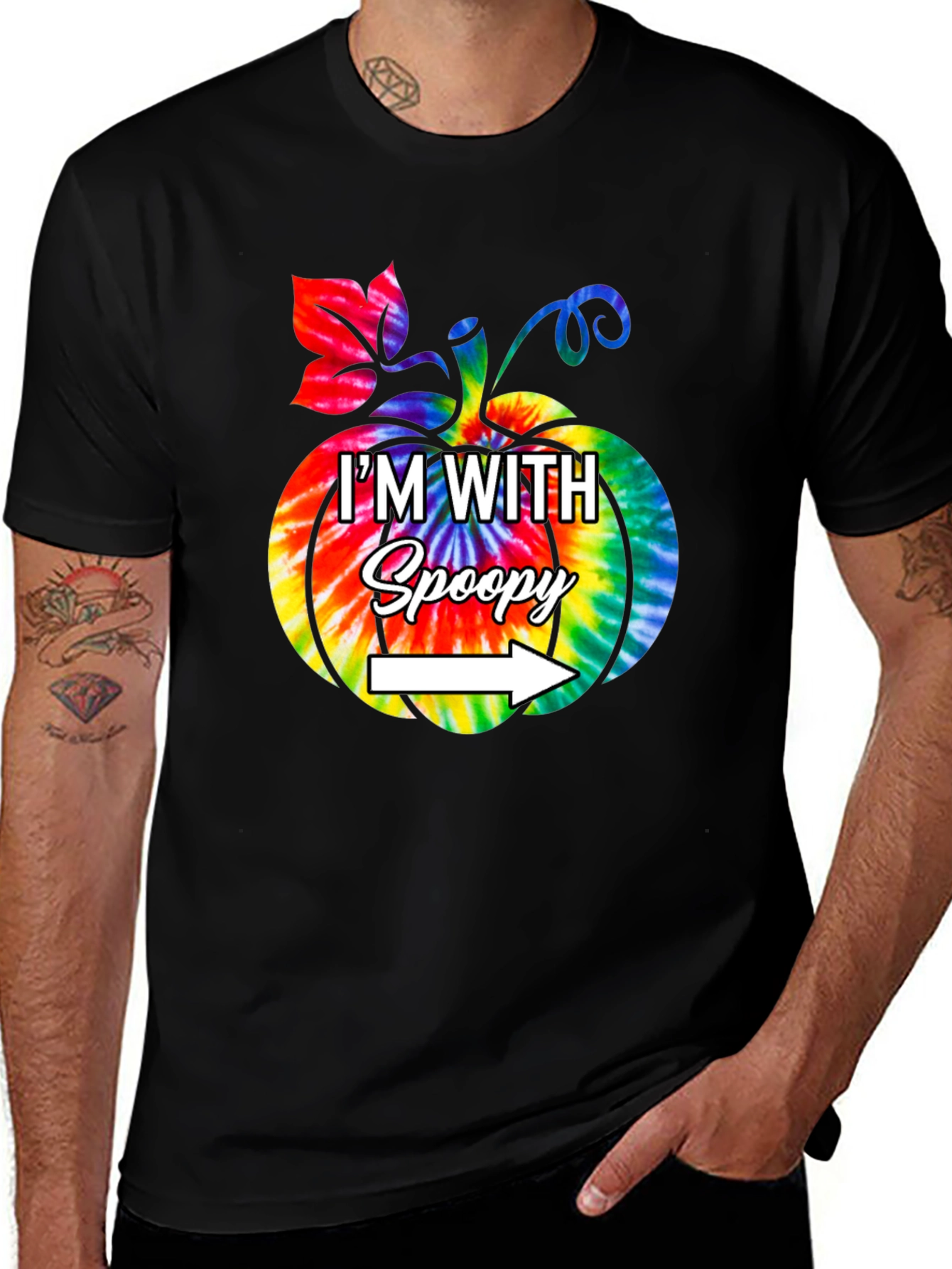 Im With Spoopy Tie Dye Pumpkin Graphic Tee