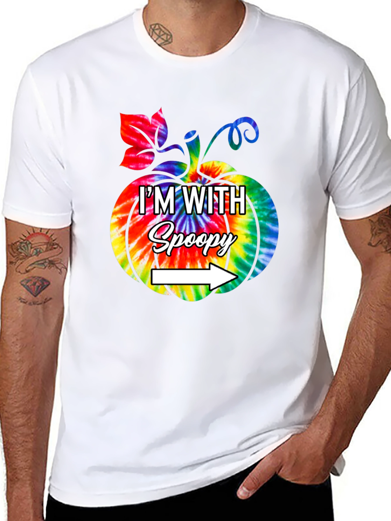 Im With Spoopy Tie Dye Pumpkin Graphic Tee