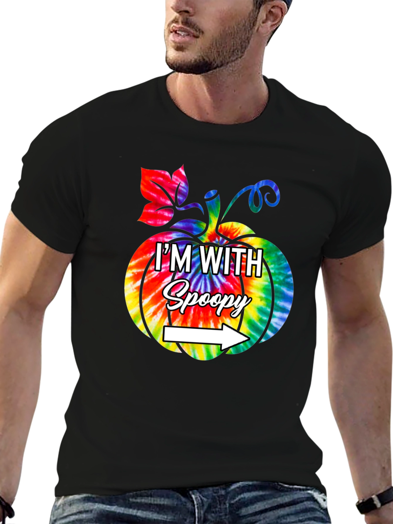Im With Spoopy Tie Dye Pumpkin Graphic Tee