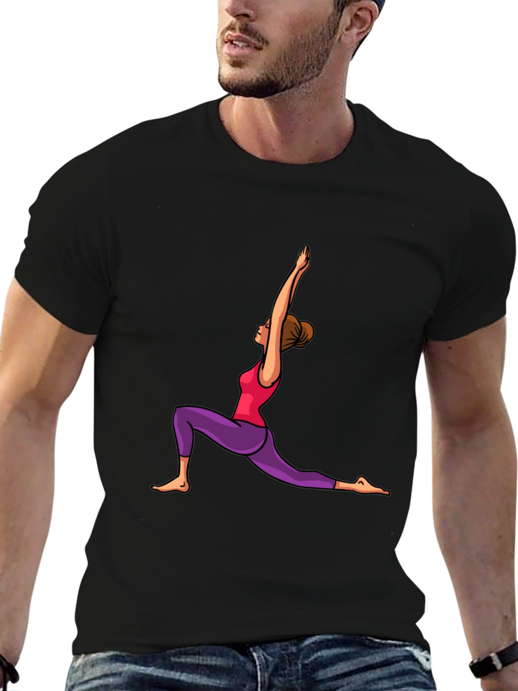 Yoga Pose Graphic Black T-Shirt