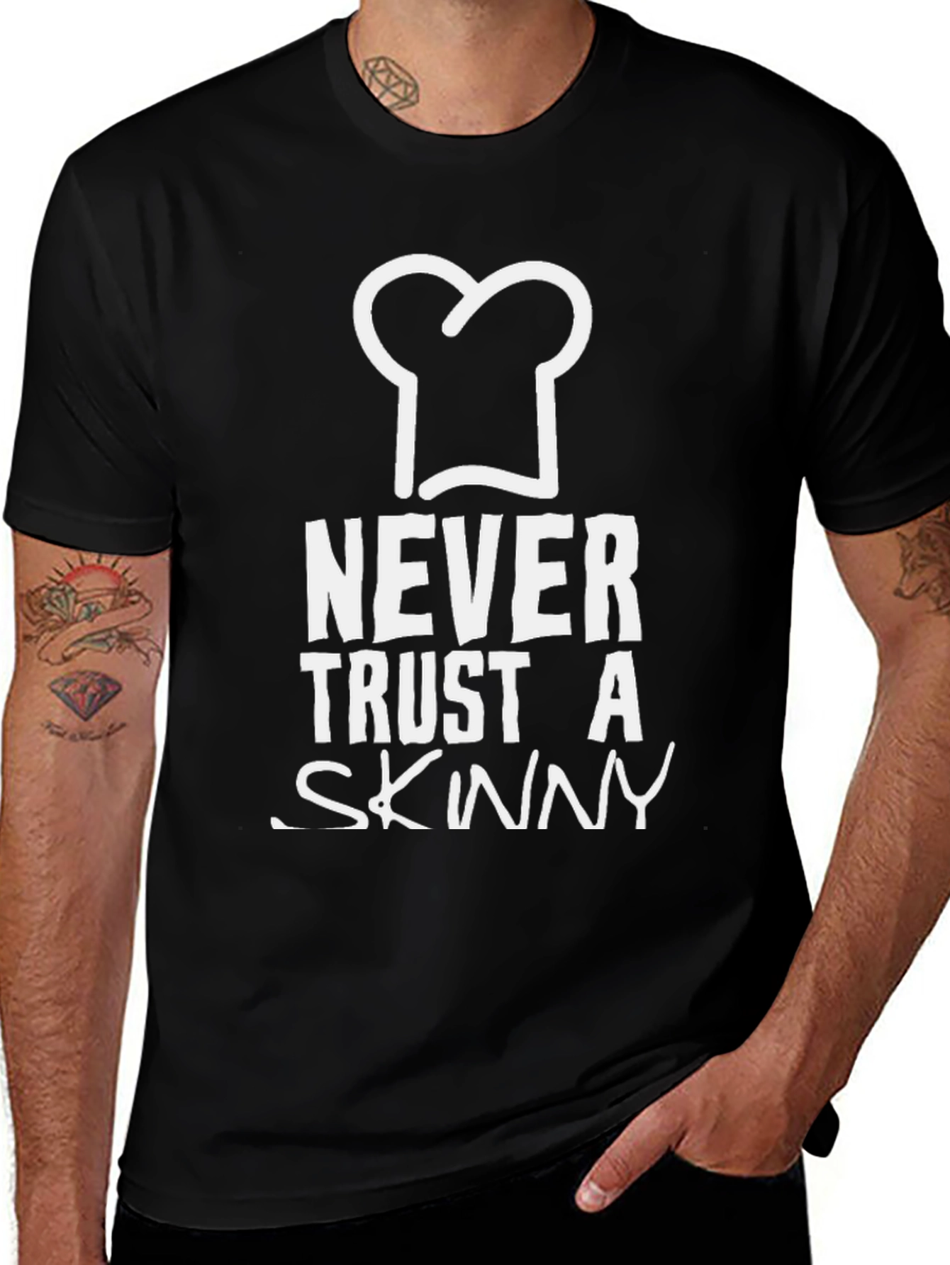 Never Trust A Skinny Chef T-Shirt Funny Foodie Gift