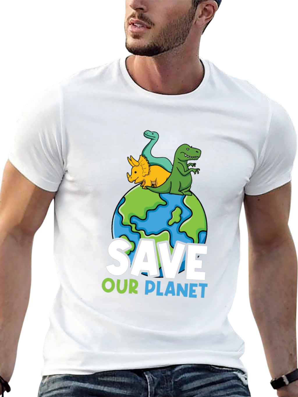 Save Our Planet Dinosaur Graphic T-Shirt